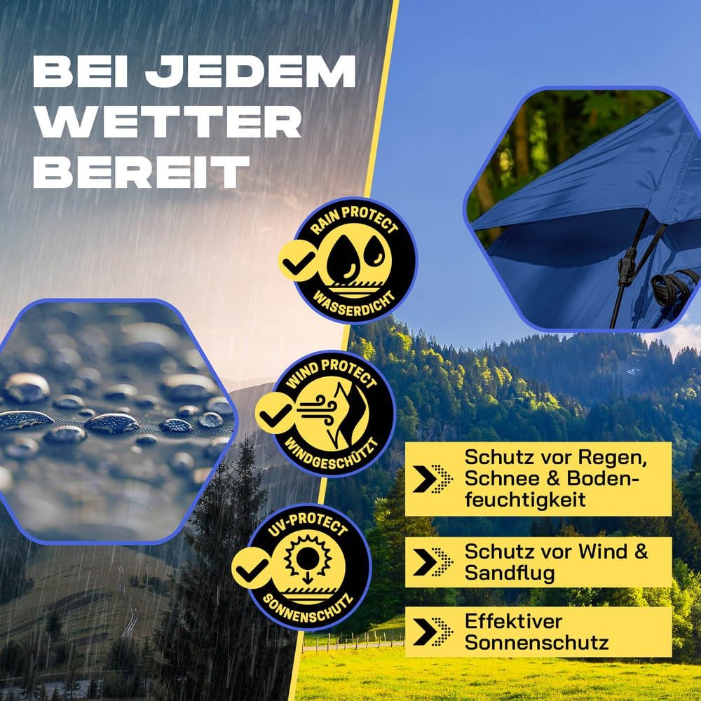 Lumaland Kuppelzelt Pop Up in 10 Sekunden aufgebaut, Wurfzelt Camping Festival 215x195x120cm robust wasserfest
