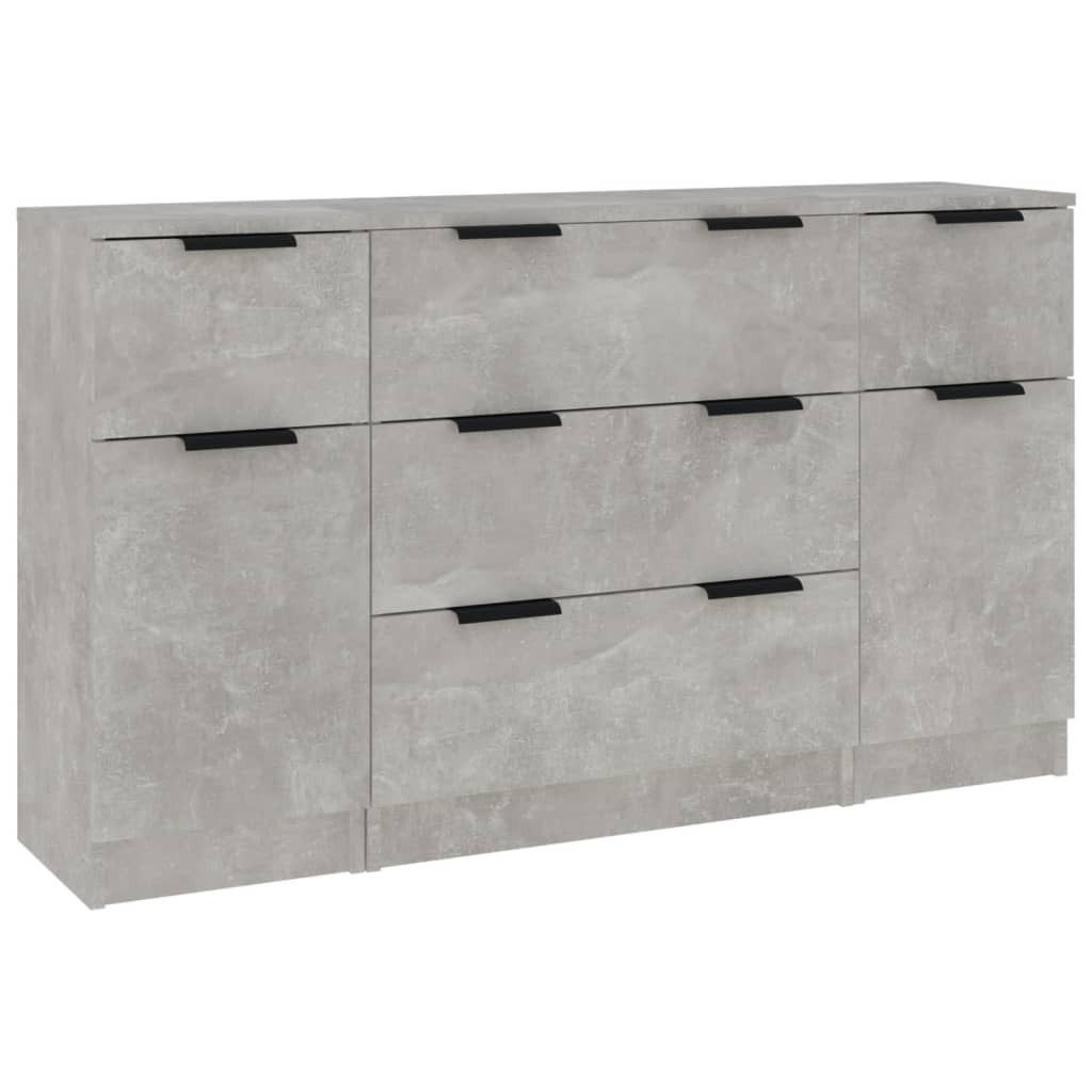 vidaXL Sideboard 3-tlg. Sideboard-Set Betongrau Holzwerkstoff günstig online kaufen
