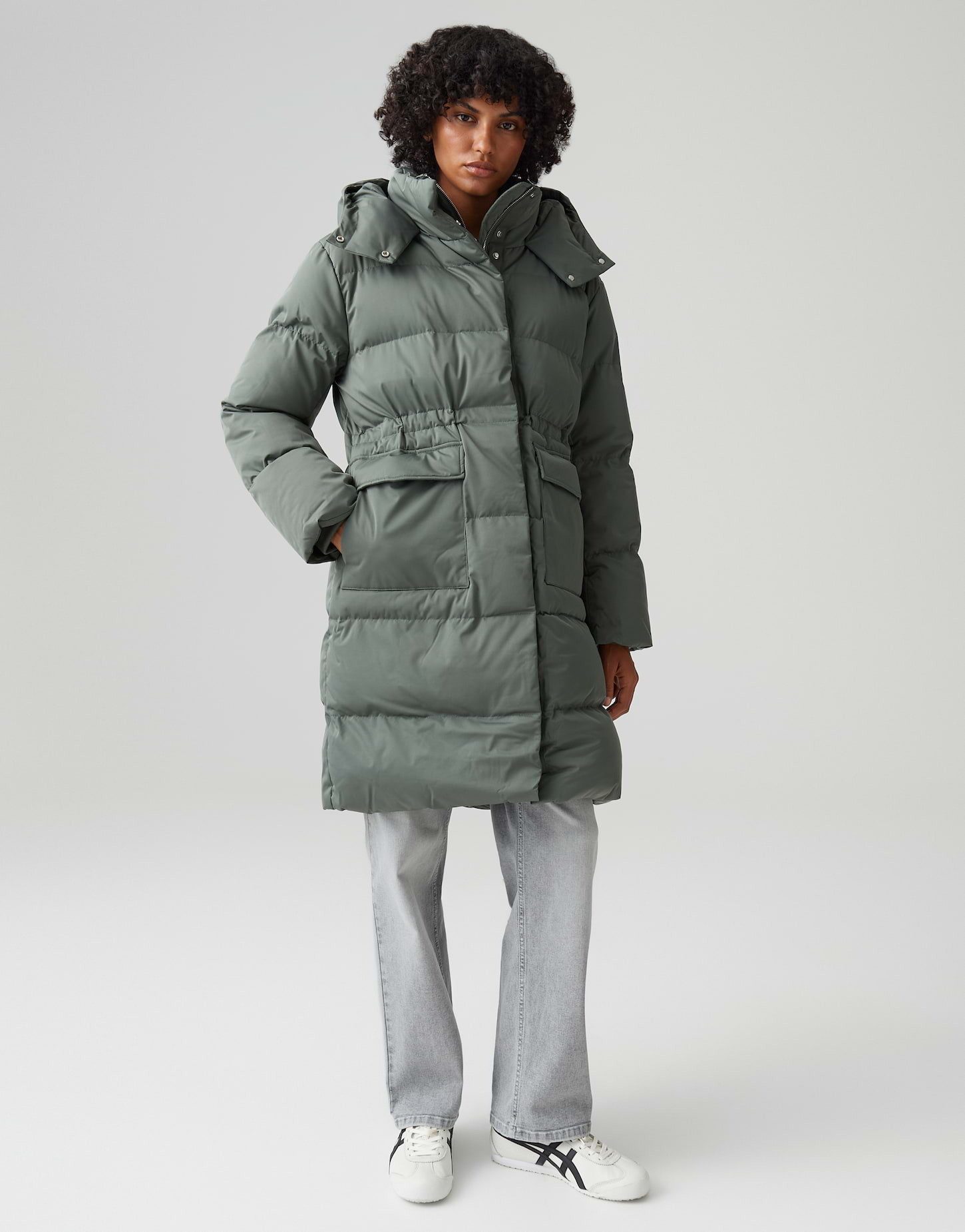 OPUS Steppmantel HALLUSI mit recycelter Füllung knielang, Steppmuster, Zwei-Wege-Reißverschluss