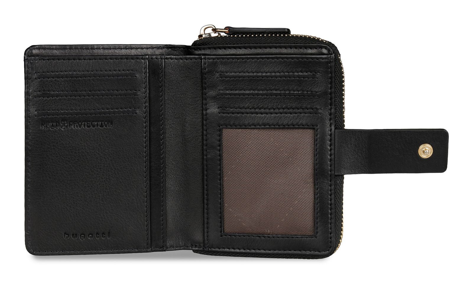 bugatti Geldbörse Lady Zip Around Wallet, aus echtem Rindsleder mit RFID-Blocker Schutz