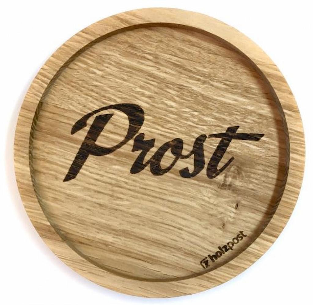holzpost GmbH Getränkeuntersetzer Prost, 1-tlg., massives Eichenholz