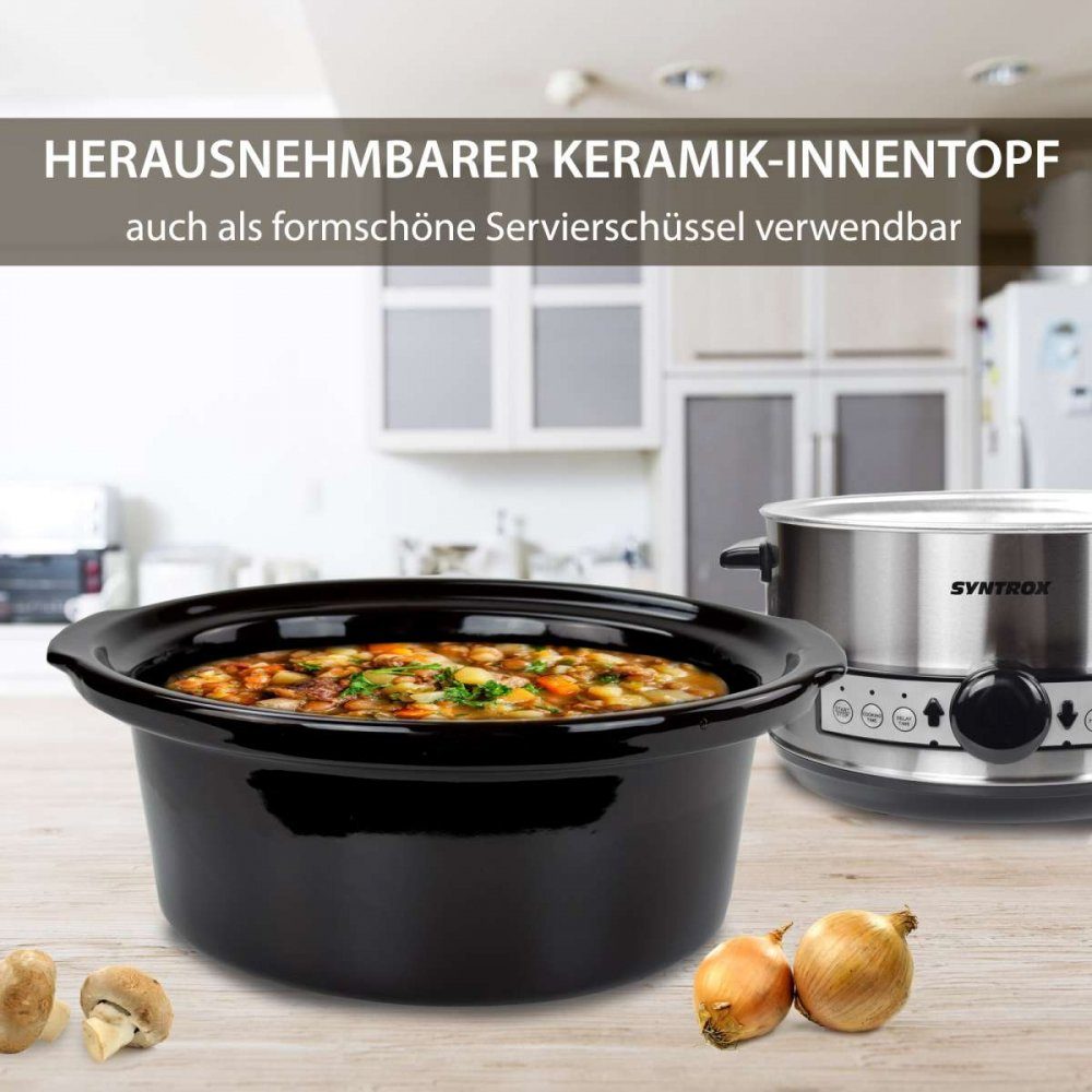 Syntrox Germany Schmortopf Digitaler Slow Cooker 4,5 Liter mit Timer