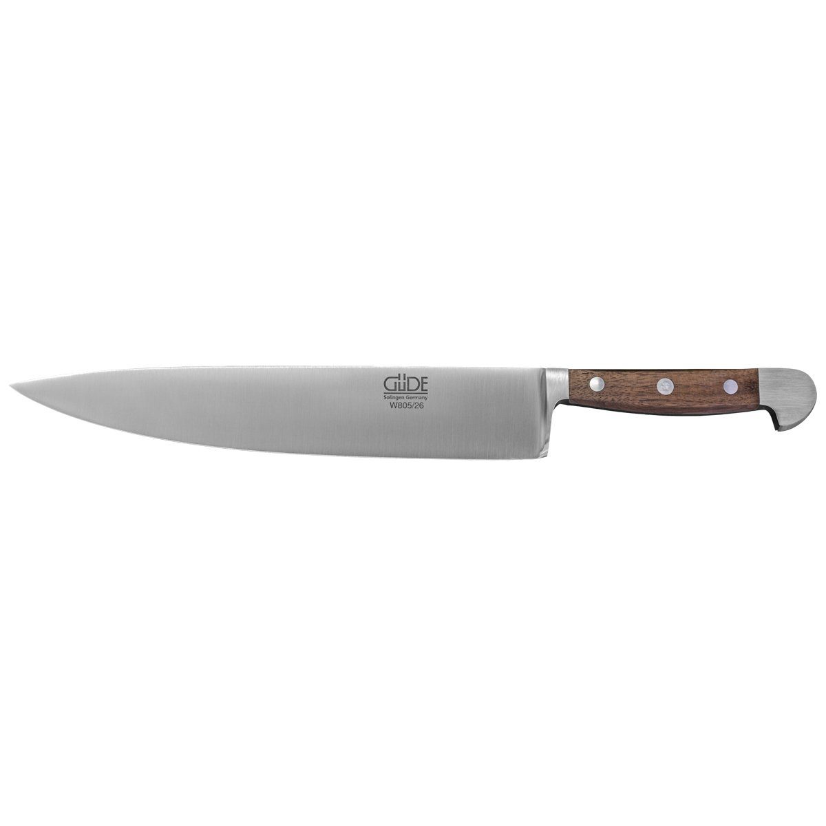 Güde Messer Solingen Schale Alpha Walnuss, Messerstahl, Kochmesser 26 cm - CVM-Messerstahl - Griffschalen Walnussholz | Kochmesser