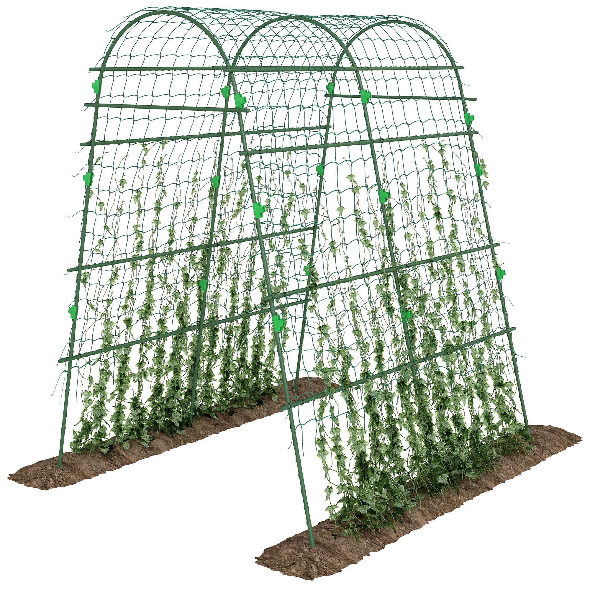 Outsunny Rankhilfe Rankgitter Verstellbares Spalier mit Netz Pflanzengerüst, 1 St., Pflanzengitter, für Garten, Balkon, Stahl, Grün, 144 x 167 x 206 cm