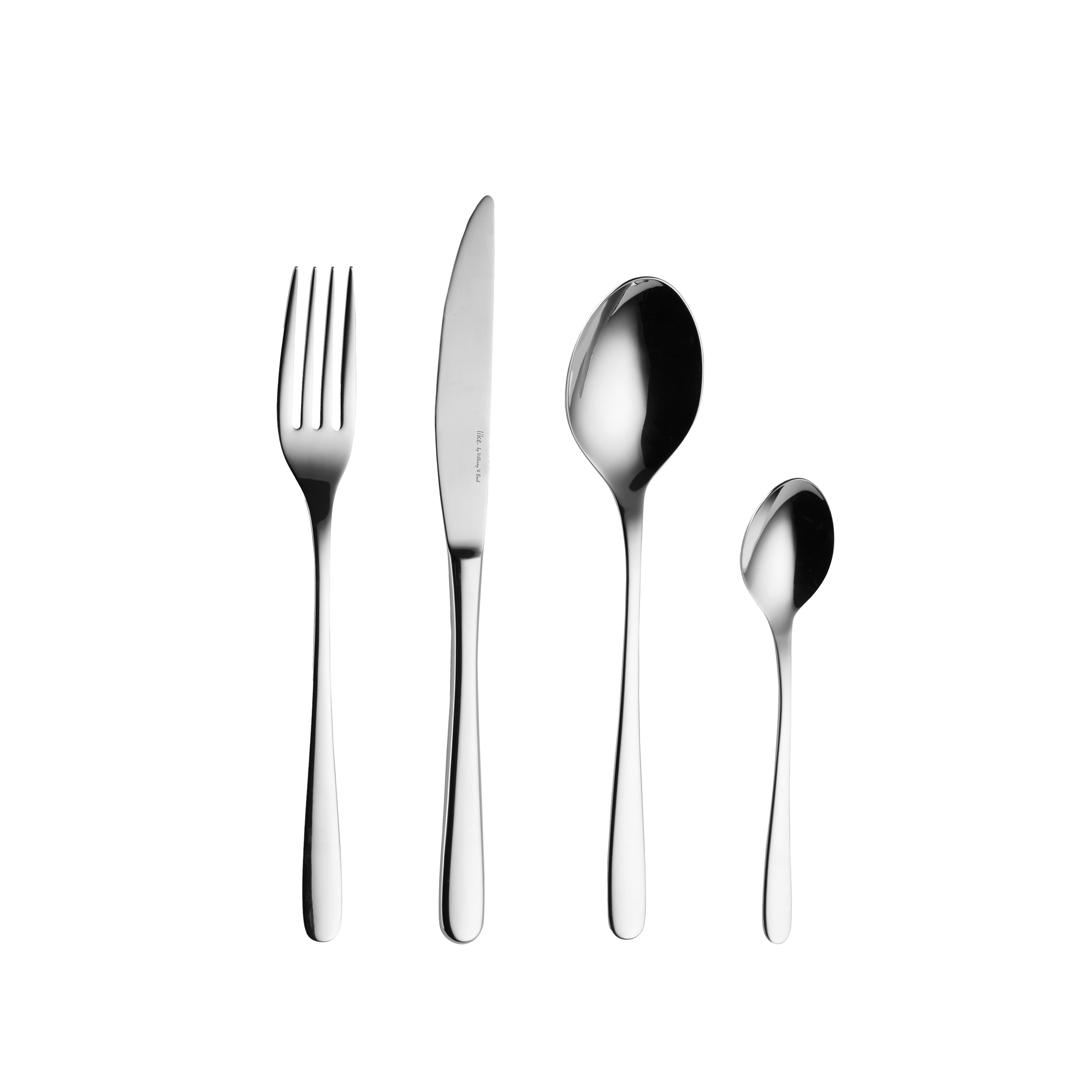 like. by Villeroy & Boch Besteck-Set Essential Besteckset (24-tlg), 6 Personen, Edelstahl 18/10, Gefertigt aus pflegeleichtem, rostfreiem Edelstahl