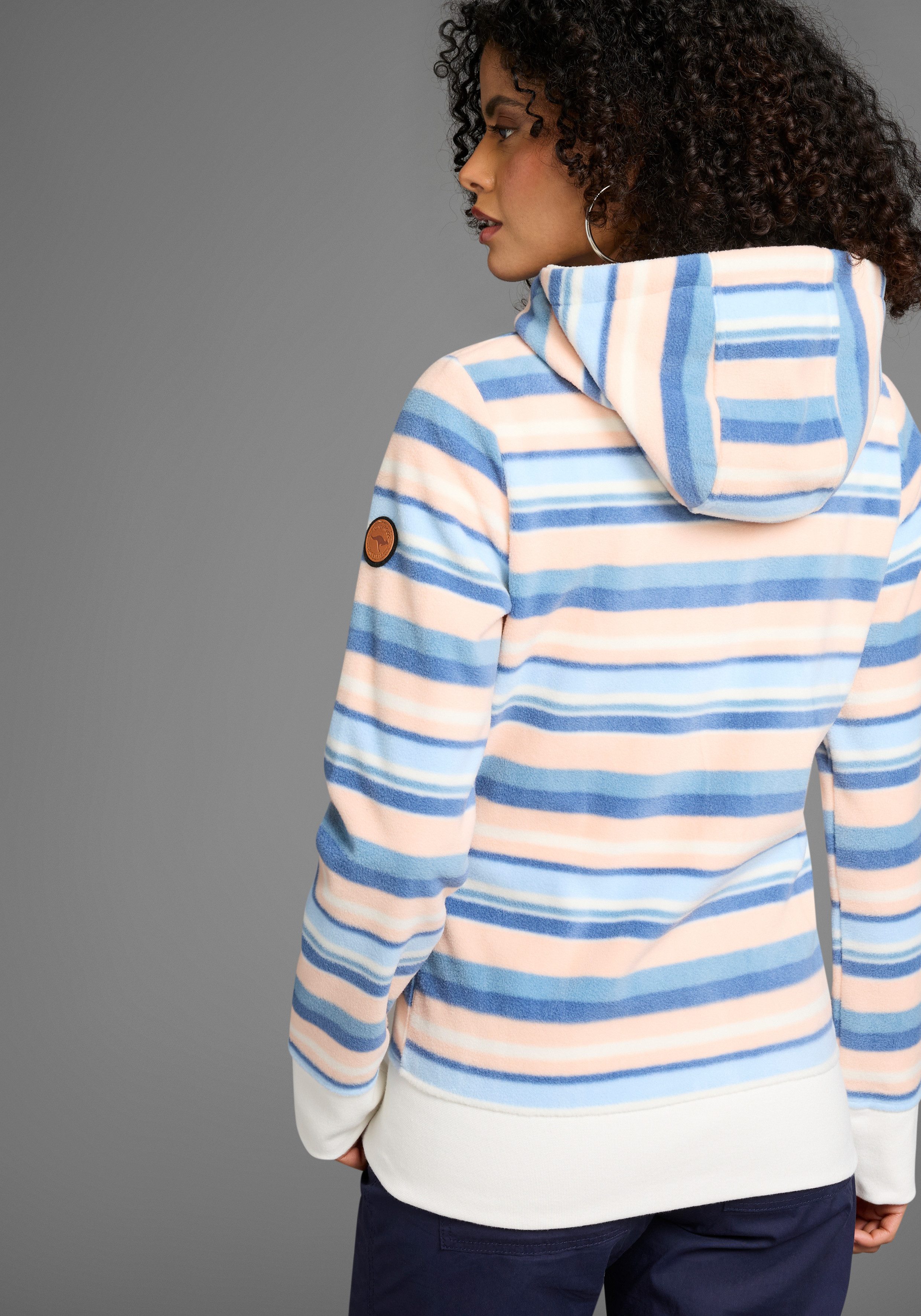 KangaROOS Fleecejacke mit Kapuze im trendigen Streifen-Design günstig online kaufen