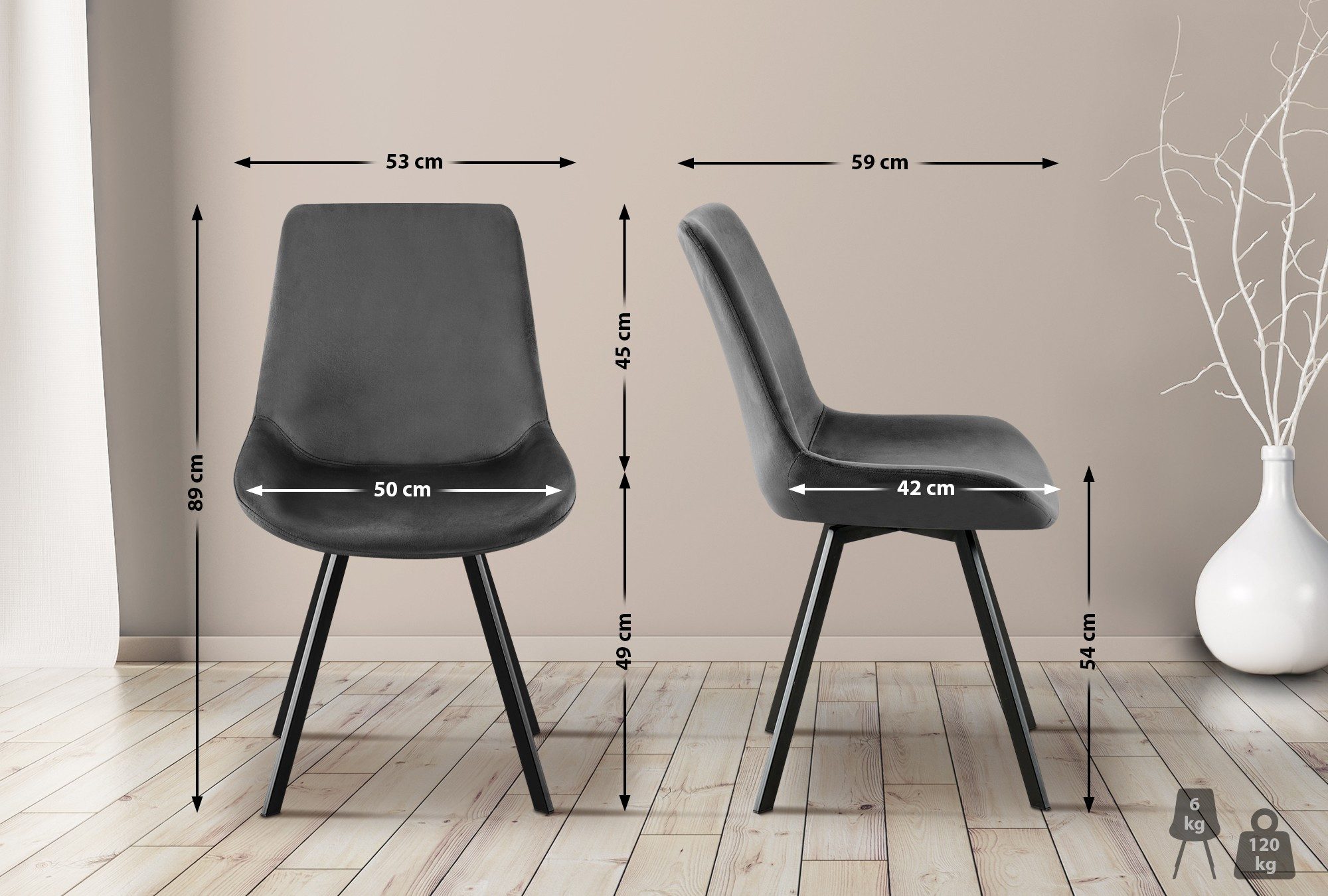 CLP Esszimmerstuhl Lewes, mit Samt-Bezug, Stuhl um 360 Grad drehbar günstig online kaufen