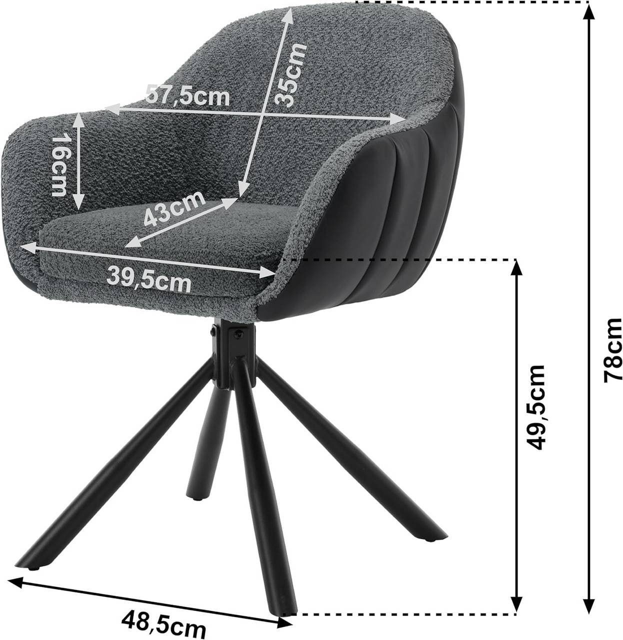 Woltu Polsterstuhl (1 St), Esszimmer drehbar, bis 150kg belastbar