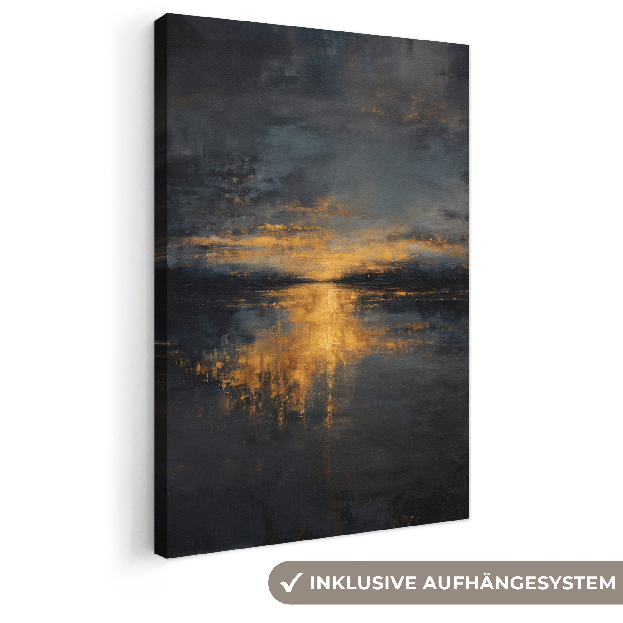 OneMillionCanvasses® Leinwandbild Goldene Reflexion auf dem Wasser, Fotodruck (1 St), Leinwand Canvas Wandbild, Wanddekoration 20x30 cm