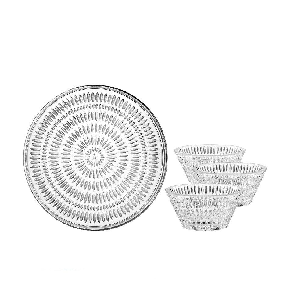 Nachtmann Servierplatte Nachtmann Ethno Servier-Set 4 tlg., Kristallglas, (Set)