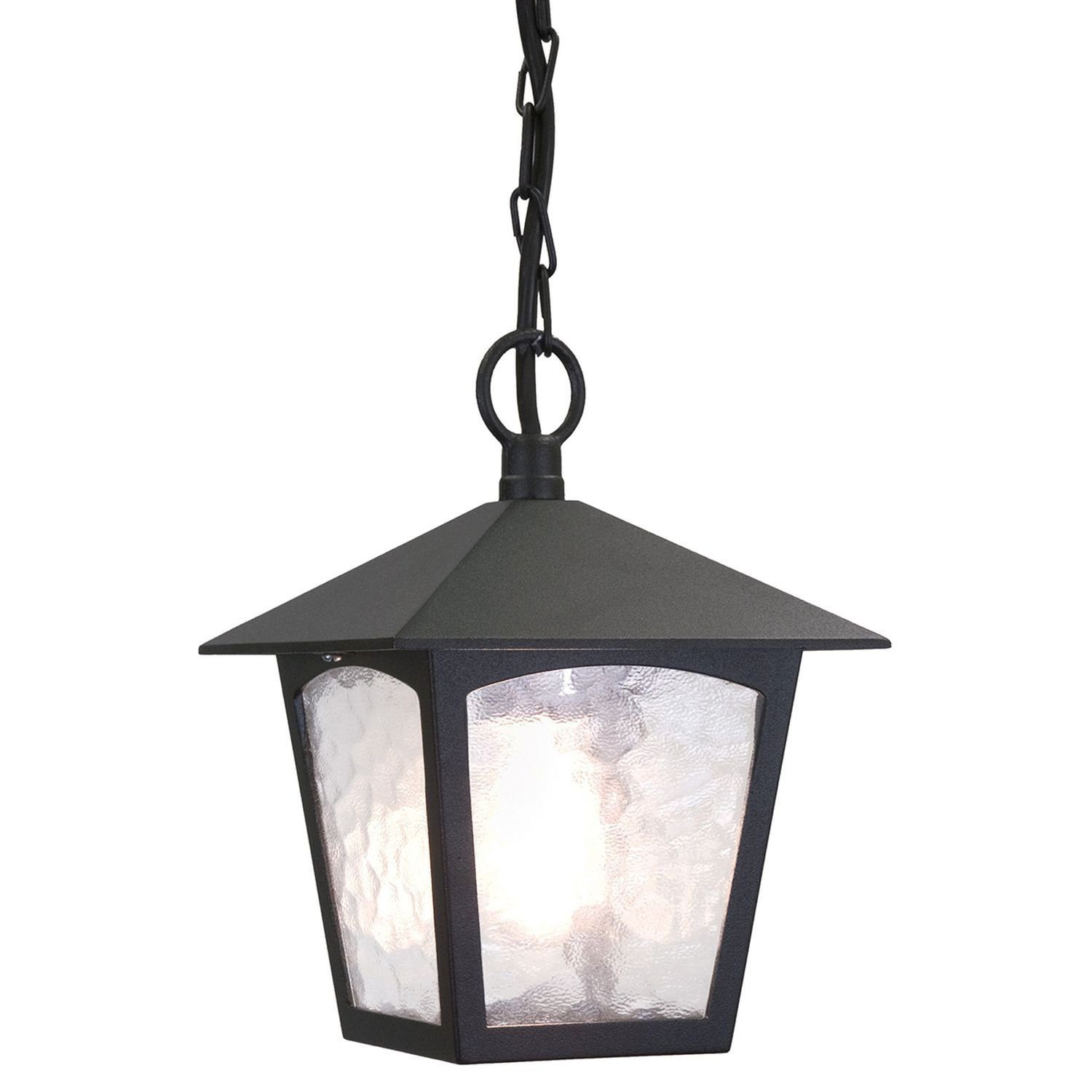Licht-Erlebnisse Außen-Deckenleuchte FIENNES, ohne Leuchtmittel, Pendelleuchte außen Garten Hof IP43 Schwarz E27 Glas Aluminium