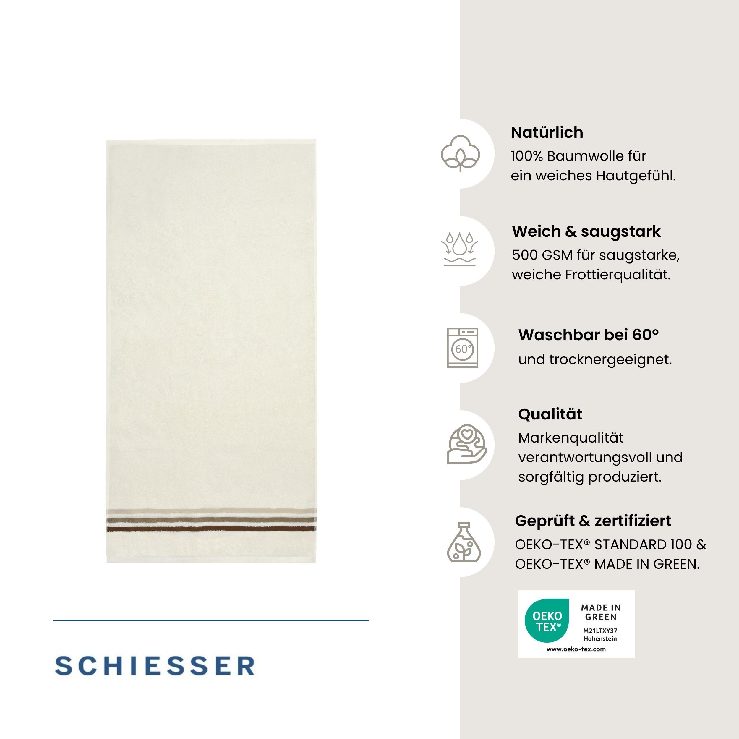 Schiesser Handtücher Skyline Color aus 100 % Baumwolle mit eleganter Streifenbordüre, Frottier (Set, 4-St), OEKO-TEX® MADE IN GREEN – Bild 2 von 5