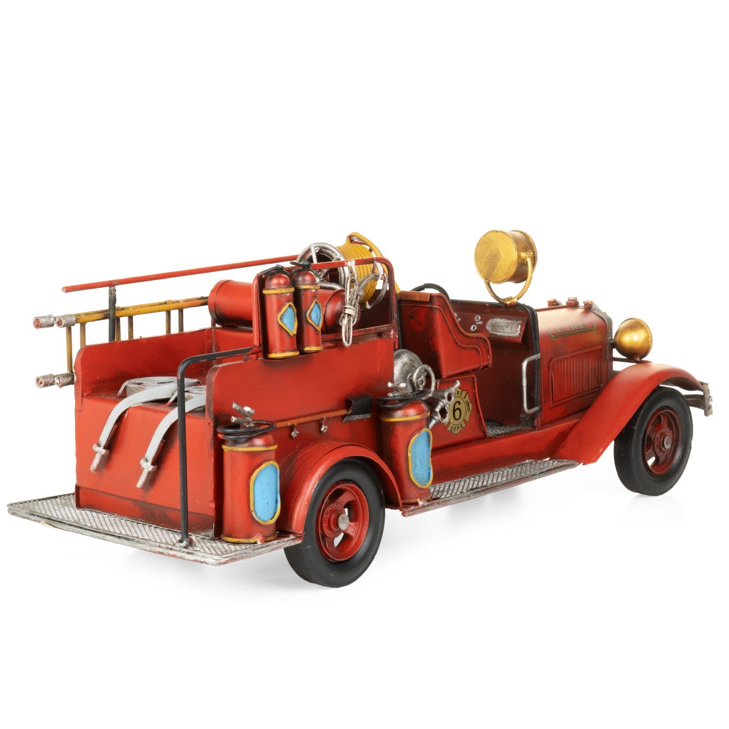 Feuerwehrwagen 6, Nr. Retro Blechmodell Nostalgie Nachbildung Modell Dekoobjekt Blech-Deko Antik-Stil Oldtimer Miniatur Moritz Auto