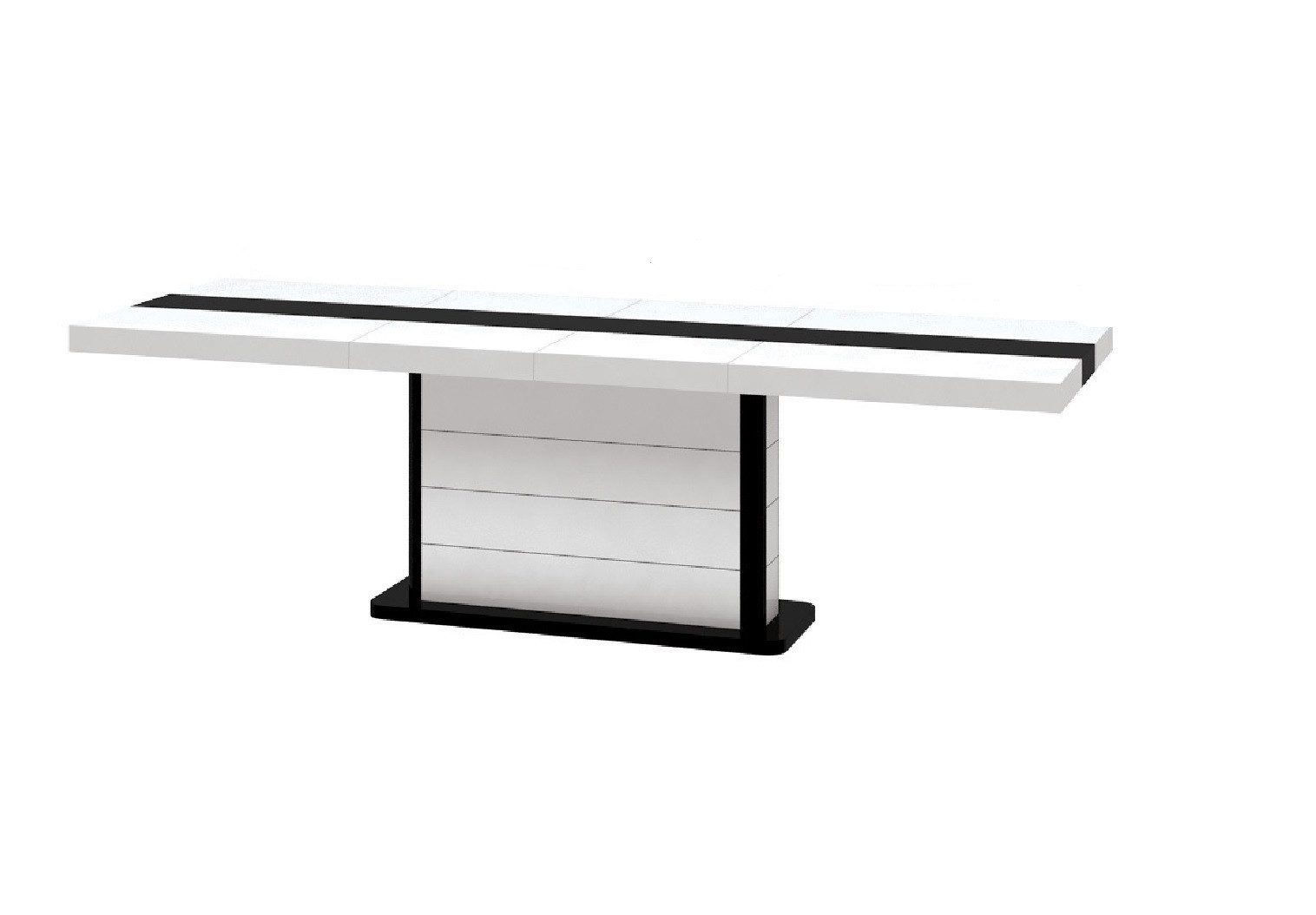 designimpex Esstisch Design Tisch HE-555 Weiß - Schwarz Hochglanz ausziehbar 160 bis 260 cm