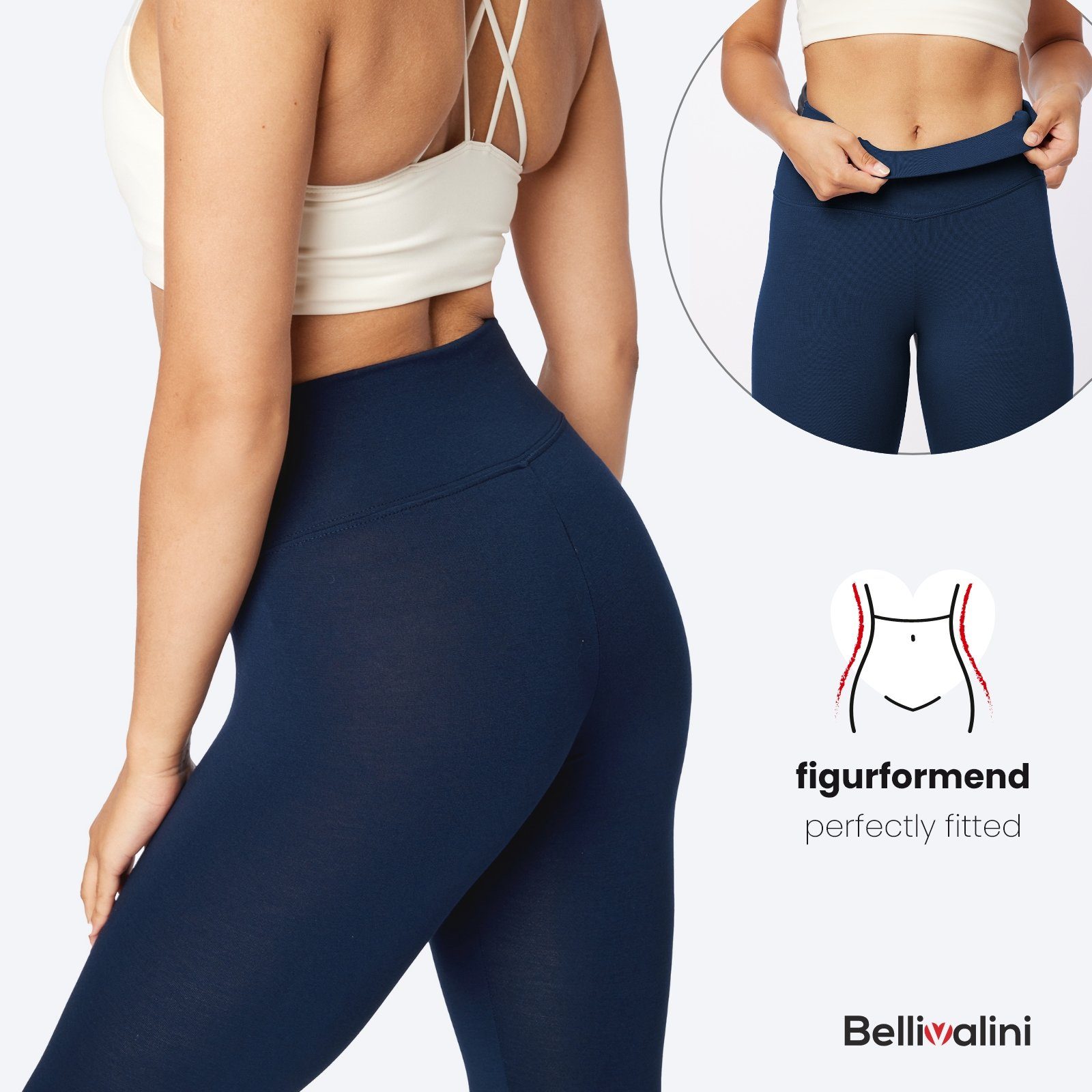 Bellivalini Highwaist Leggings Damen Lange Leggings High Waist Comfort aus Viskose für Yoga BLV50-289 (1-tlg) elastischer Bund