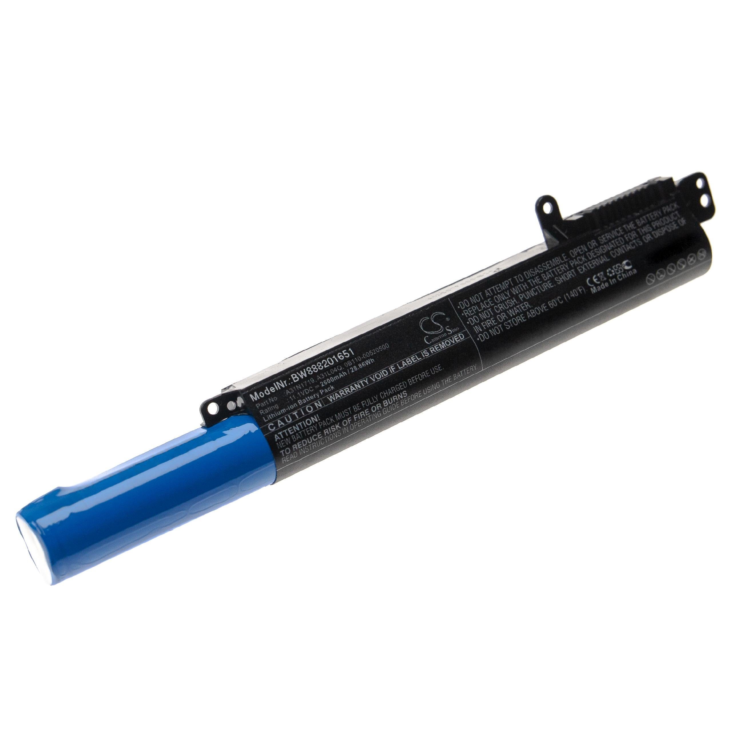 vhbw passend für Asus R507UB-EJ196T, R507UB-EJ203T, R507UB-EJ211T, Laptop-Akku 2600 mAh