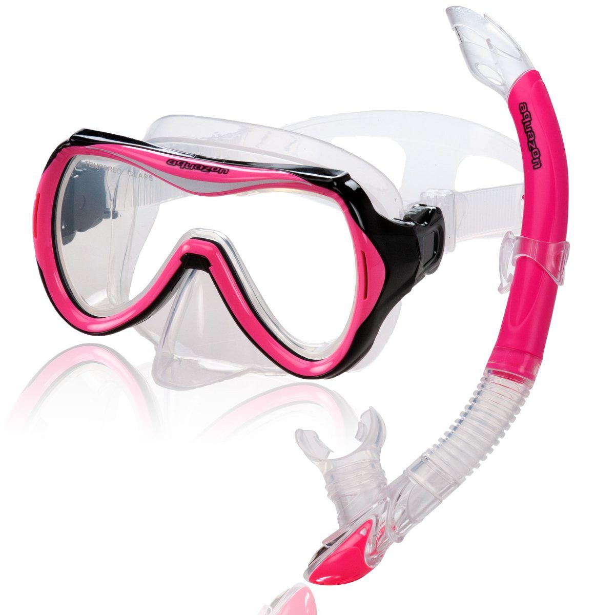 mit AQUAZON Taucherbrille CAPRI pink Schnorchelset, hochwertiges Schnorchel, Kinder