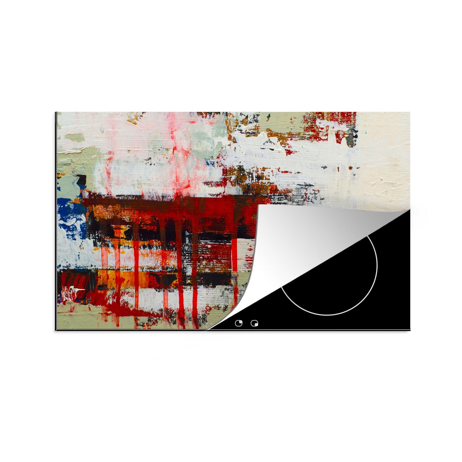 MuchoWow Herdblende-/Abdeckplatte Handgemalte abstrakte Malerei, Vinyl, (1 tlg), 81x52 cm, Induktionskochfeld Schutz für die küche, Ceranfeldabdeckung