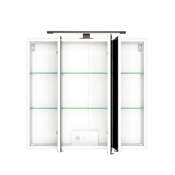 Lomadox Spiegelschrank MANLY-03 Badschrank Spiegel Badmöbel 3D LED 70 cm weiß, 70/64/20 cm