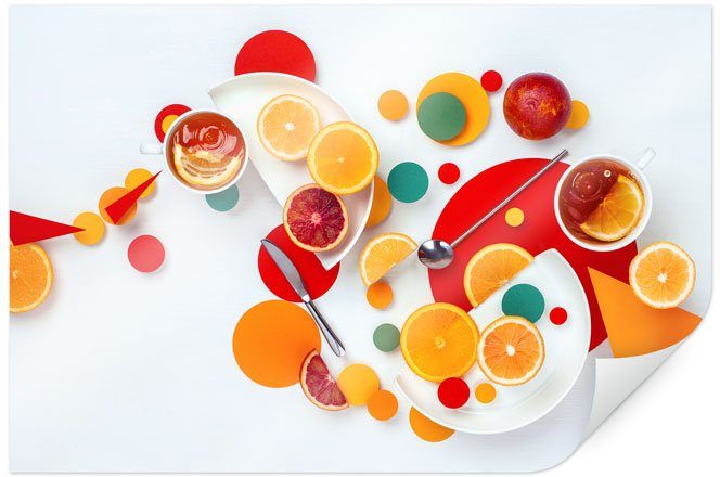 Abstrakt Wandposter Orange, Zitrone Poster Poster, (1 St), abstrakt Bild, Eistee Wandbild, Wall-Art