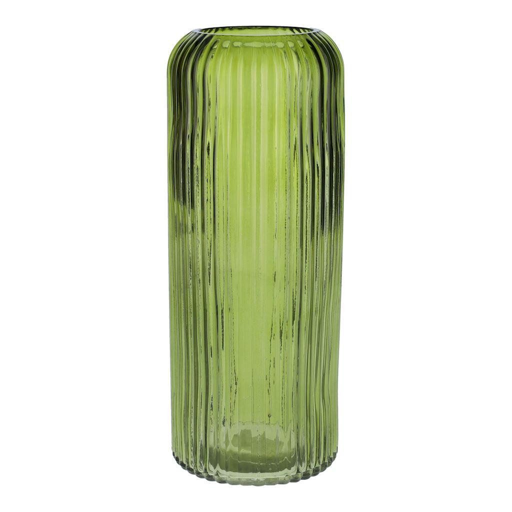 INNA-Glas Dekovase Dekovase ALBURGIS mit Rillen, Glas, grün-klar, 25cm, Ø10cm