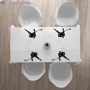 Platzset, Waschbare Stoff Esszimmer Küche Tischdekorations Digitaldruck, Abakuhaus, (4-teilig, 4 Teilig-St., Set aus 4x), Eishockey Schwarz Silhouette Spiel