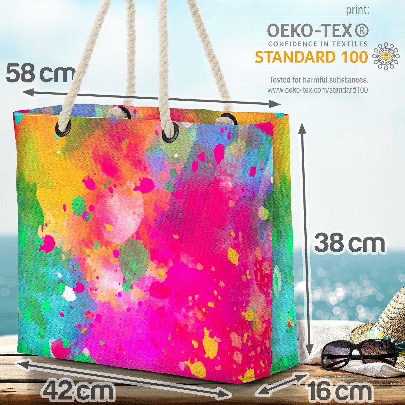 Farbexplosion VOID (1-tlg), Malerei schwul Love Bag Henkeltasche Regenbogen Farbe Muster Beach Festival