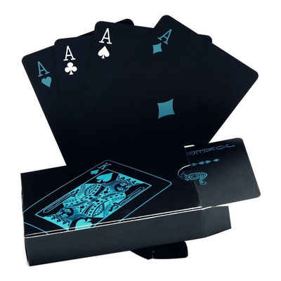 POCHUMIDUU Spielesammlung, Schwarze Spielkarten Wasserdichtes Pokerkarten Profi Poker, Playing Cards aus Plastik Top Qualität Plastic Poker