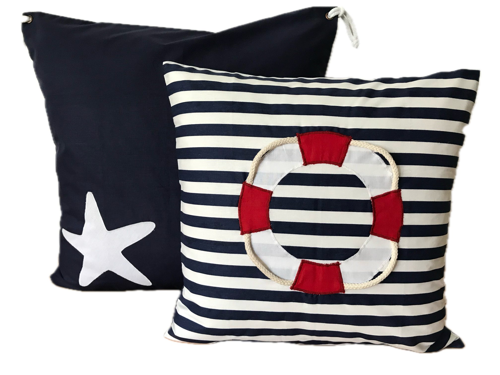 Ammerkind Dekokissen Maritime Kissenhülle, Landhausstil, Seestern blau/weiß, 100% Handarbeit, Kissenhülle ohne Füllung