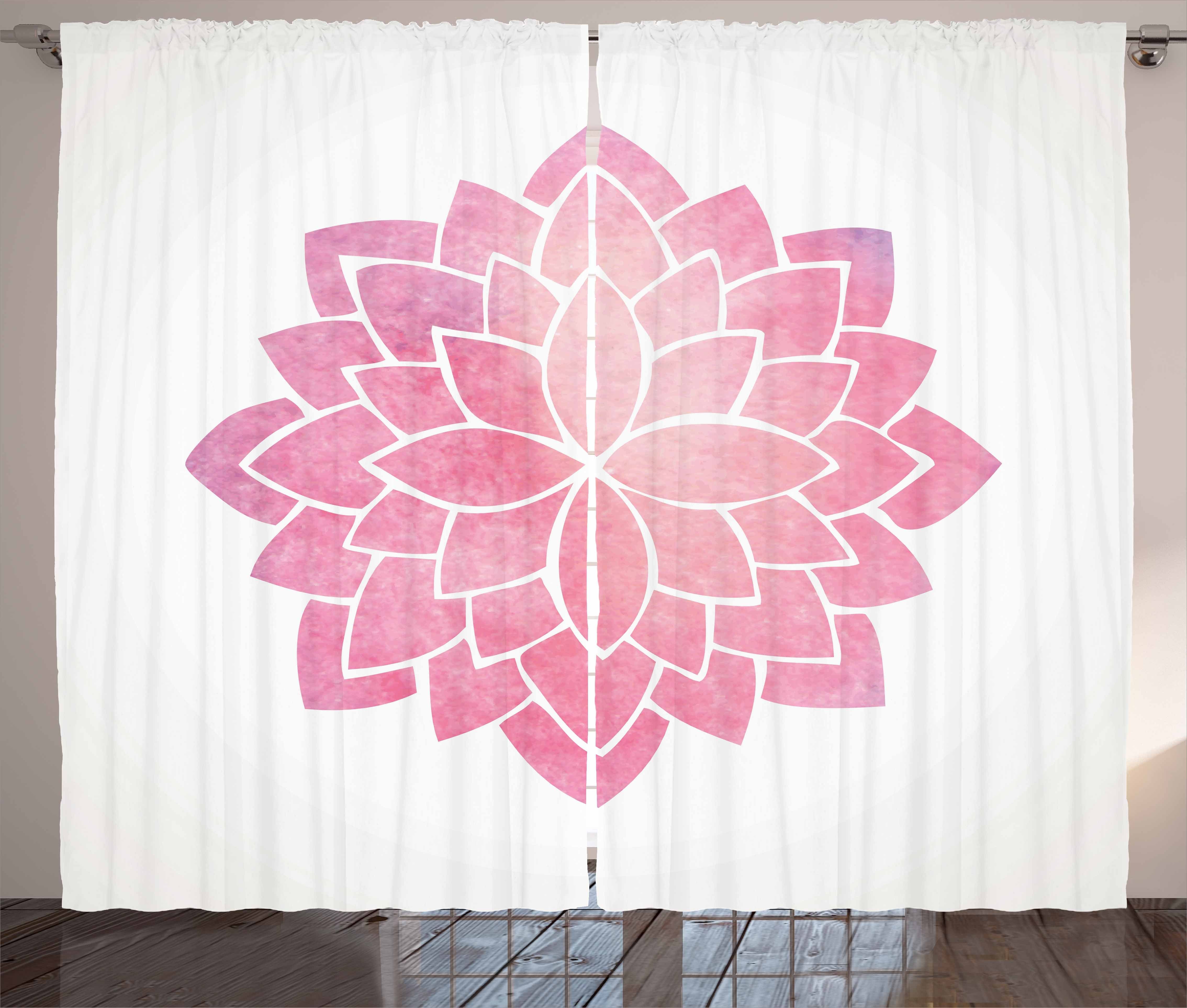 Gardine Schlafzimmer Kräuselband Vorhang mit Schlaufen und Haken, Abakuhaus, rosa Mandala Yoga-Lotus-Blumen-Kunst