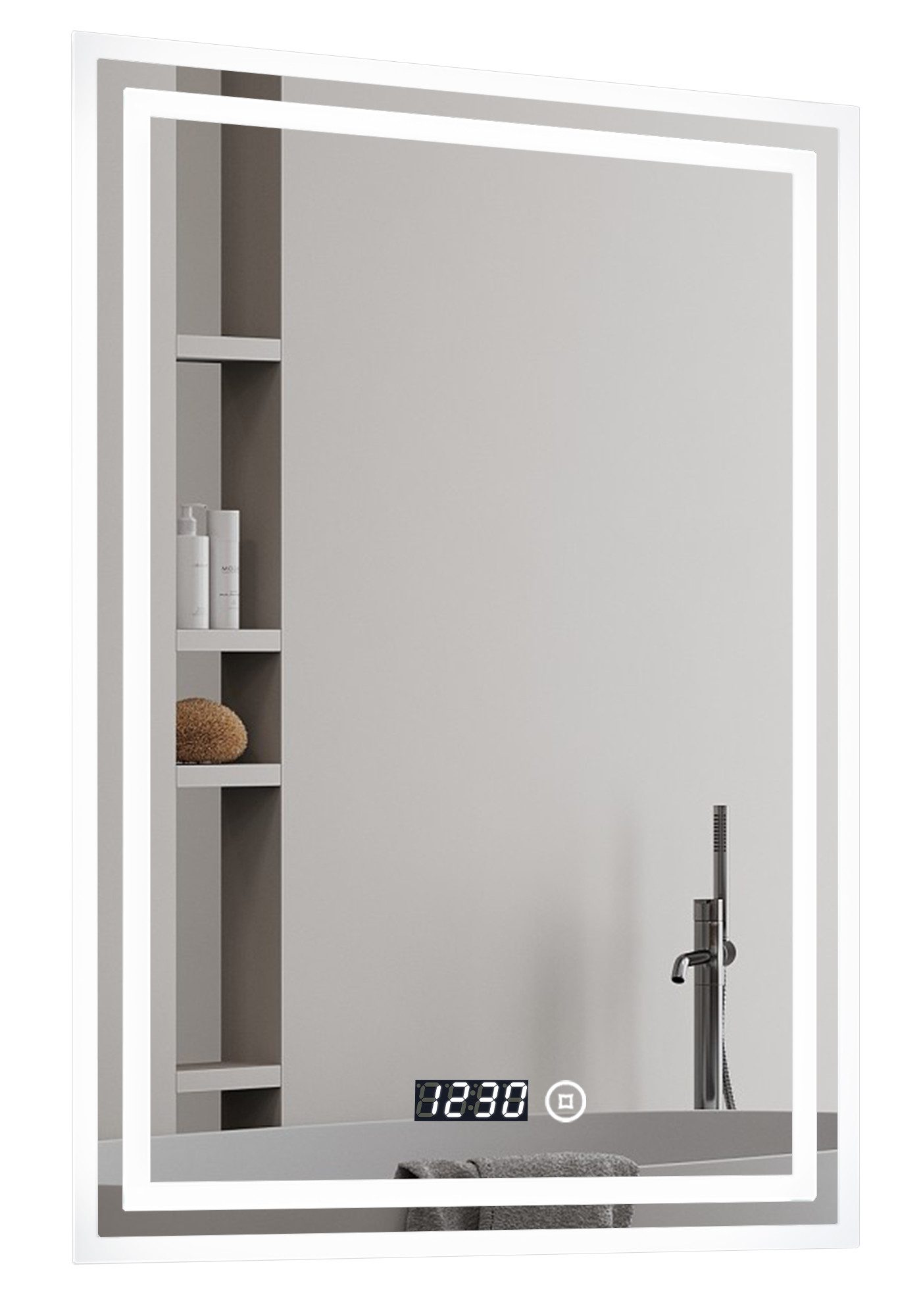 LED-Lichtspiegel LED Badspiegel mit Uhr Touch 50x70
