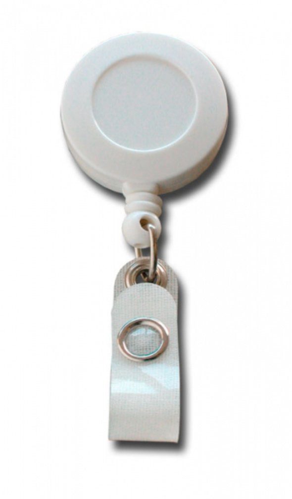 Kranholdt Schlüsselanhänger Jojo / Ausweishalter / Ausweisclip runde Form (10-tlg), Gürtelclip, Druckknopfschlaufe Weiß