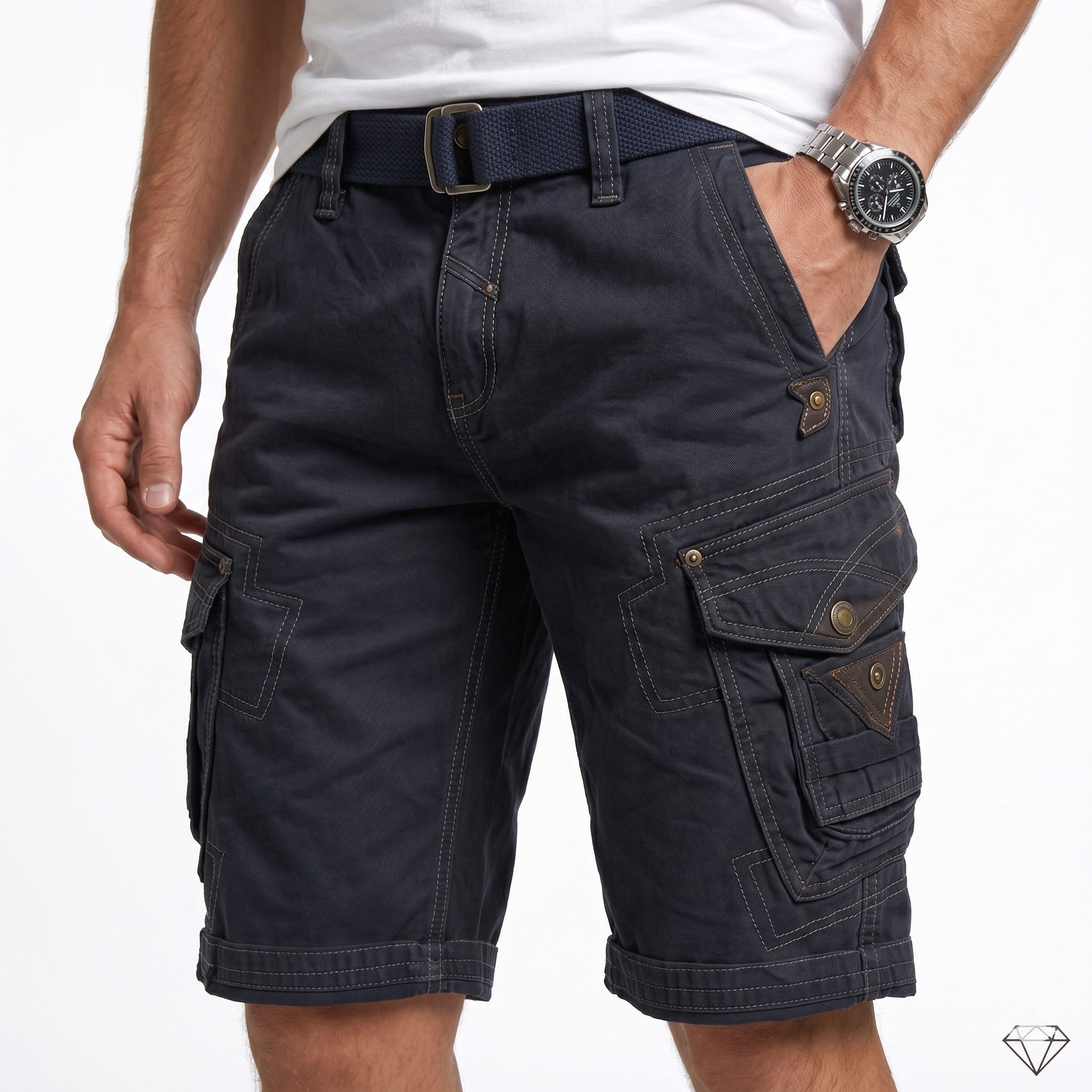Geographical Norway Cargoshorts kurze Hose aus Baumwolle, Sommer-Bermuda (1-tlg) Herrenshorts mit Gürtel Größe S bis 5XL
