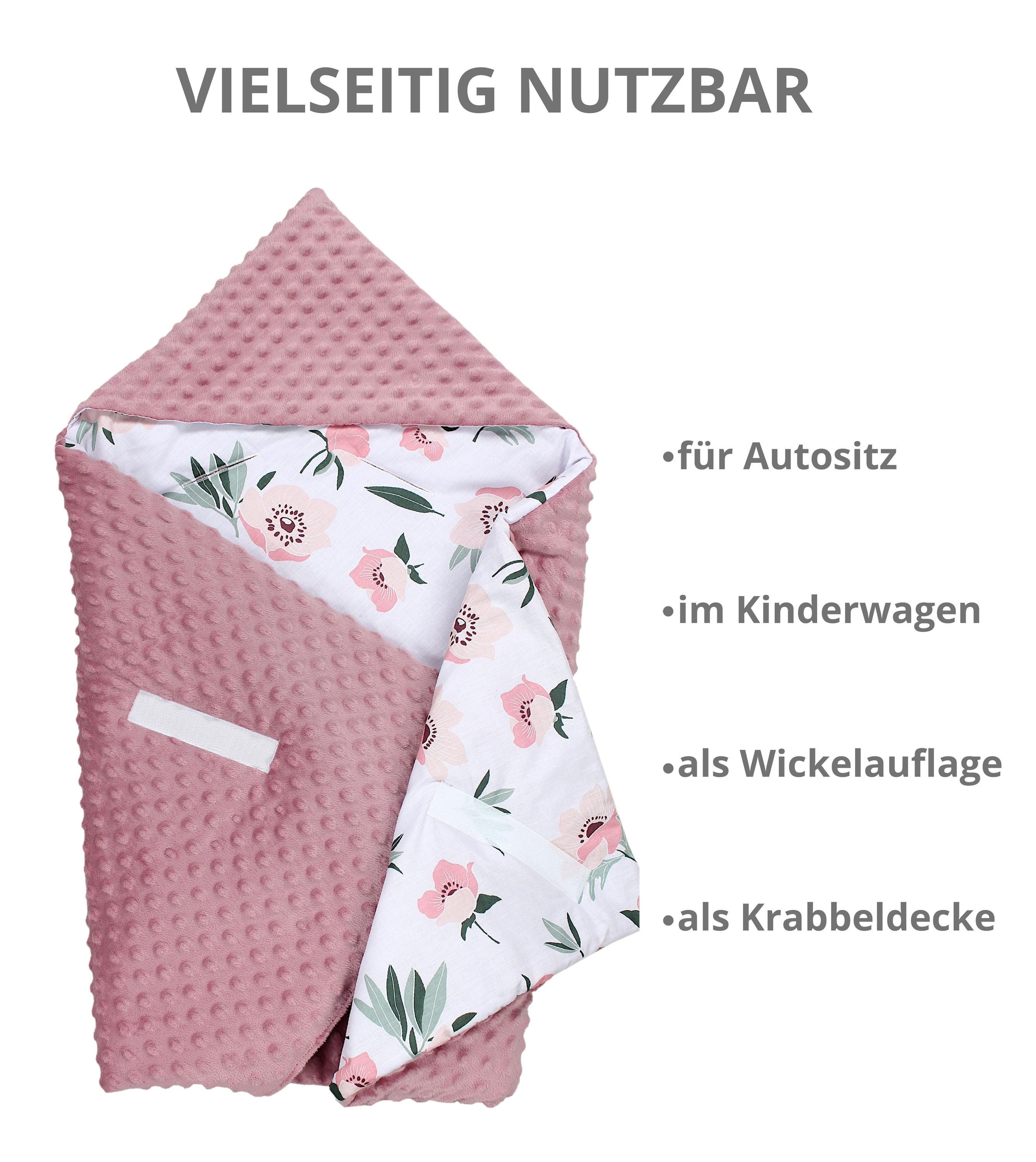 Einschlagdecke 2er SET Baby Einschlagdecke 85x85 für Autositz Babyschale Decke Minky, TupTam