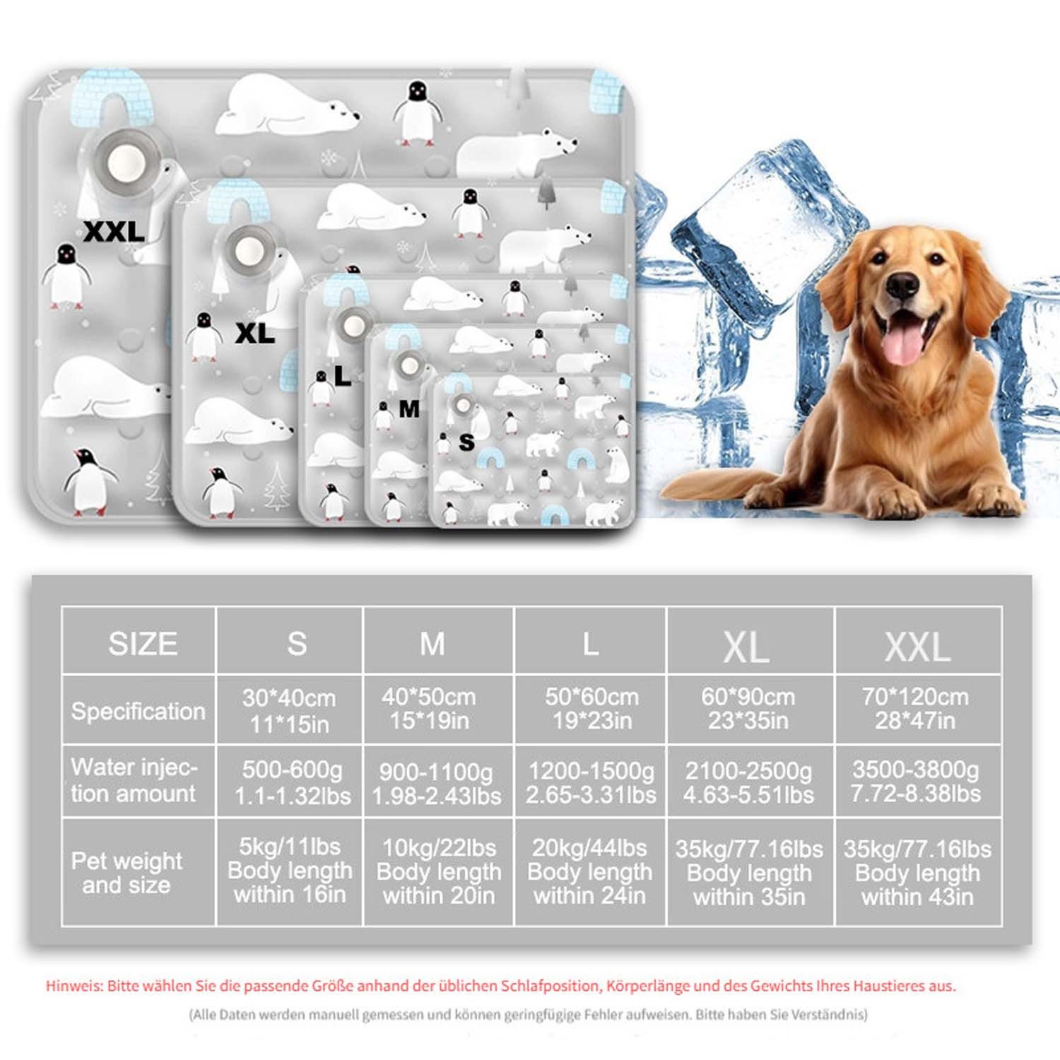 Srvillg Hundematte Kühlmatte Hund Katze 60-120CM,Schnelles Kühlen,Sichermateria,Kratzfest