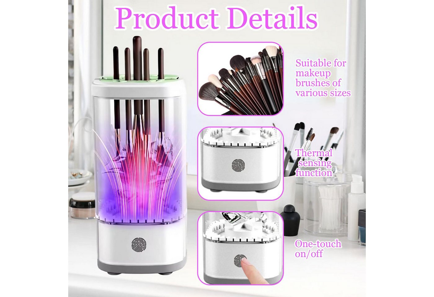 Thumbnail - RWEUOQ Malpinsel Pinsel Kosmetikpinsel-Set Elektrischer Make-up Pinselreiniger, Rutschfest Teppich für Küche Balkon Wohn...