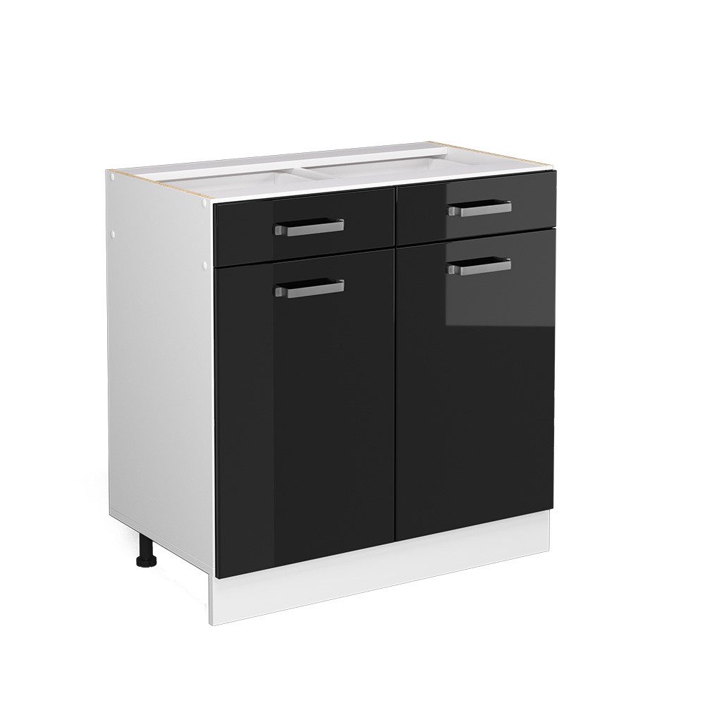 Vicco Unterschrank R-Line, Schwarz Hochglanz/Weiß, 80 cm ohne Arbeitsplatte (1-St)