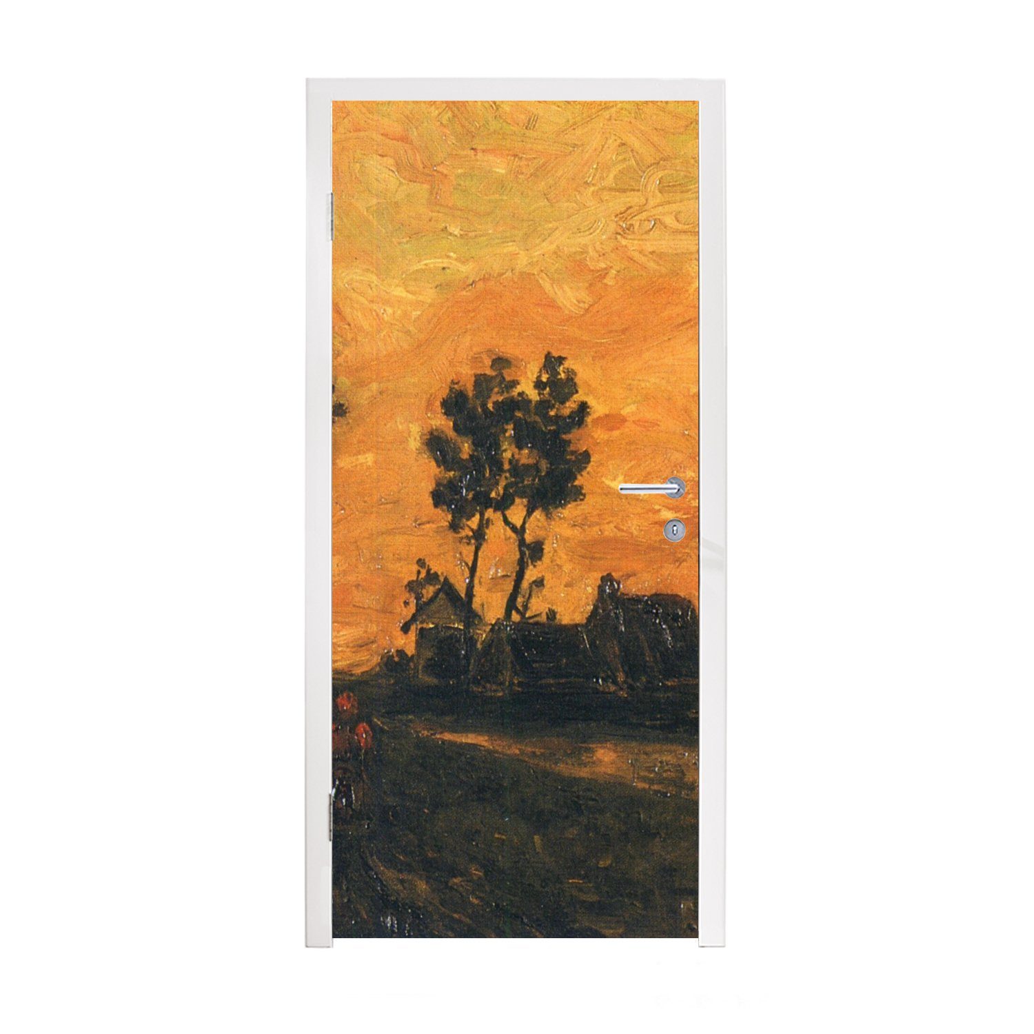 MuchoWow Türtapete Landschaft bei Sonnenuntergang - Vincent van Gogh, Matt, bedruckt, (1 St), Fototapete für Tür, Türaufkleber, 75x205 cm