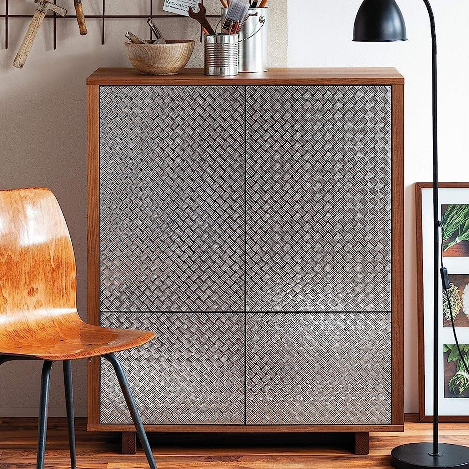 d-c-fix Möbelfolie Riffelblech selbstklebende Dekofolie Metallic Klebefolie Möbel Küche, Metallicfolie mit spürbar geprägter Oberfläche – Bild 2 von 5