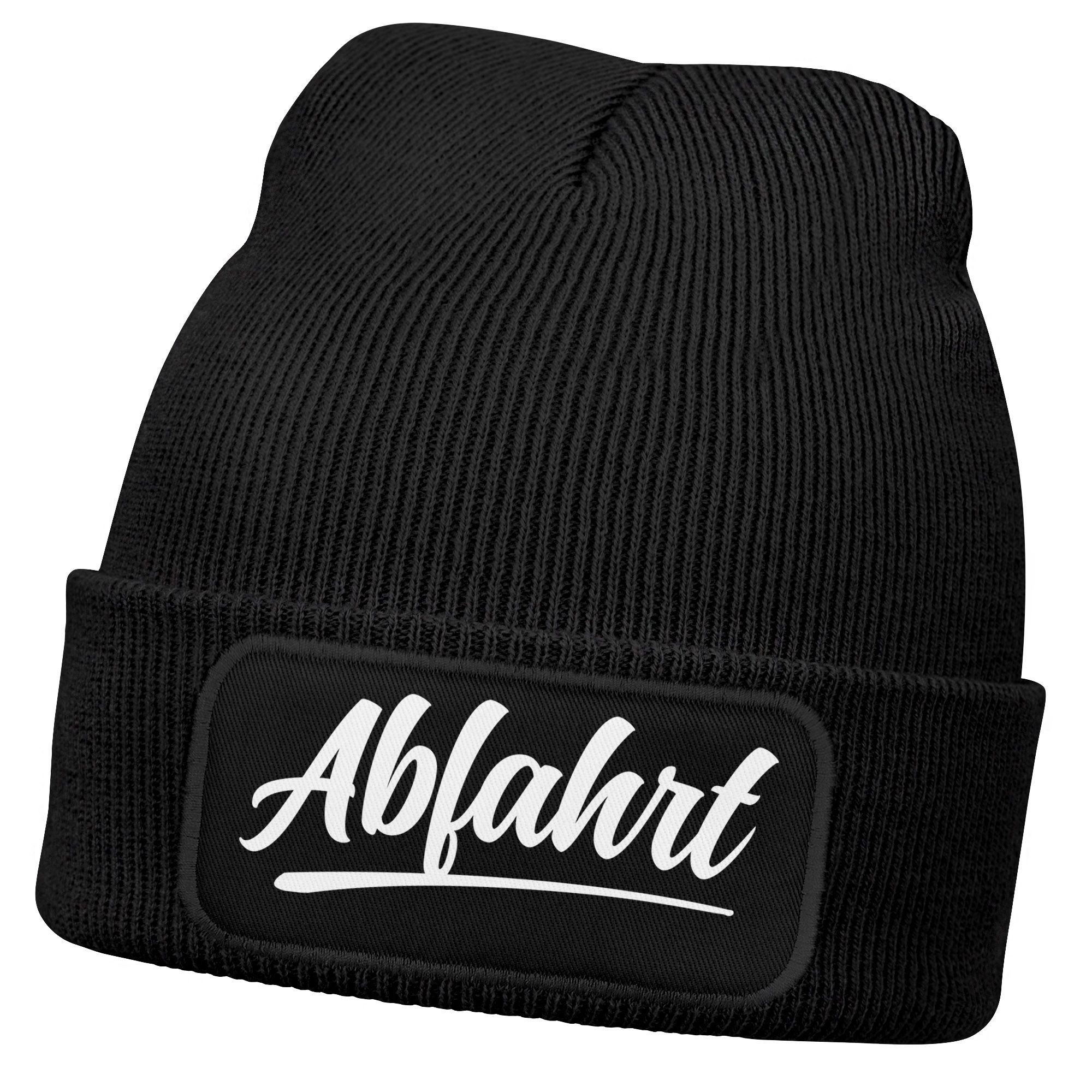 Strickmütze Herren Beanie mit Patch Strickmütze mit Spruch Aufdruck Abfahrt