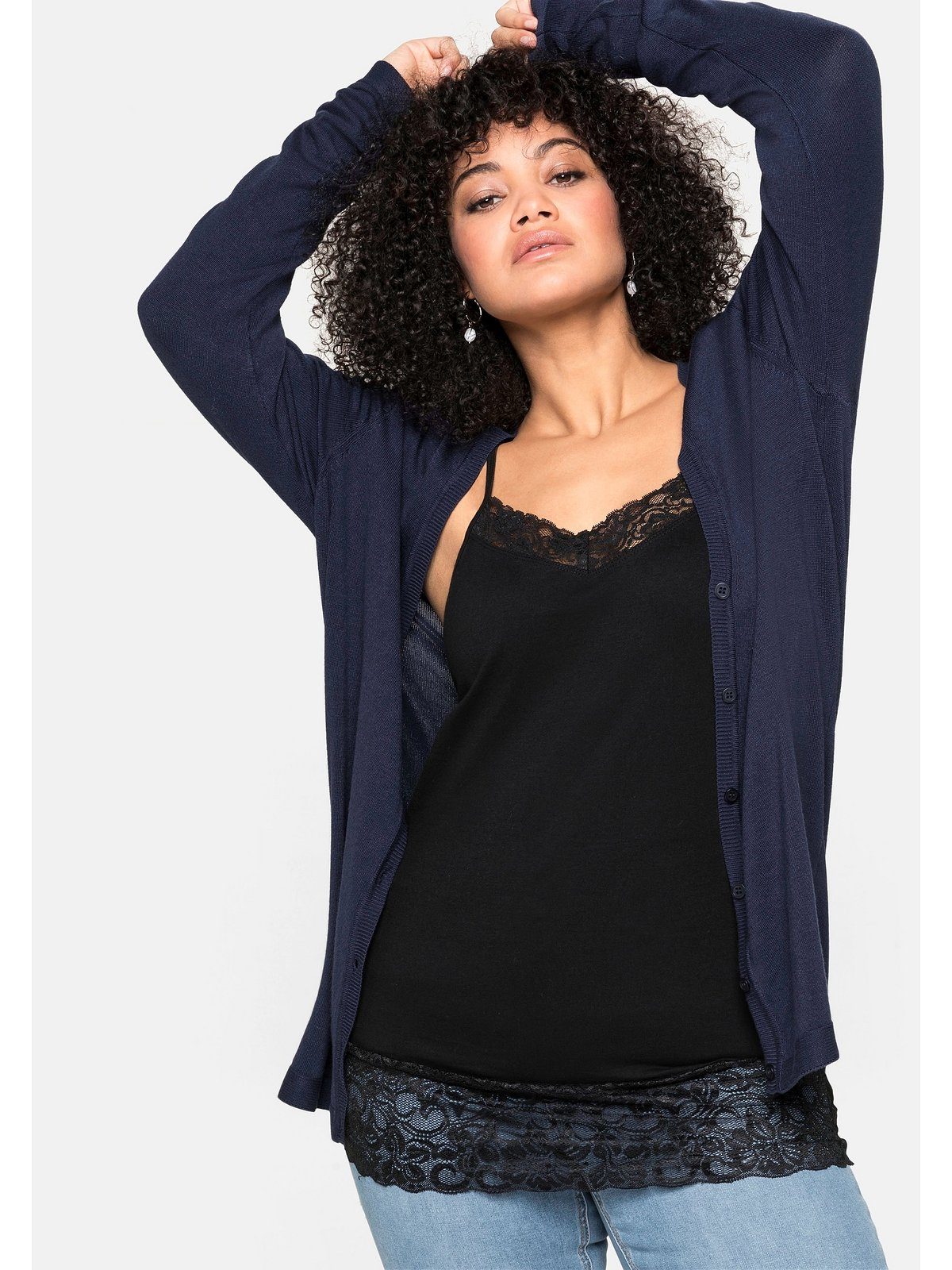 Sheego Strickjacke Große Größen mit Knopfleiste