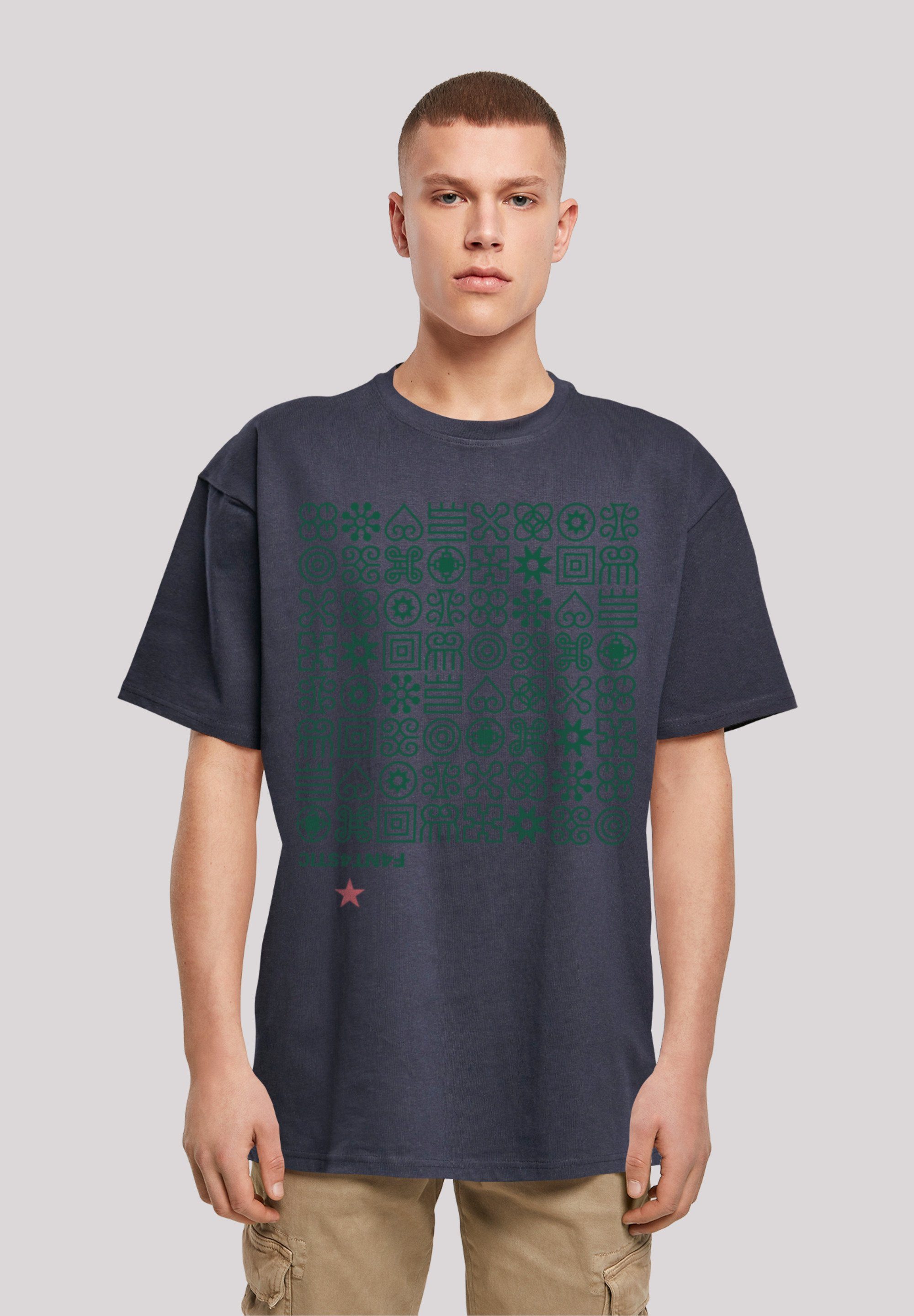 F4NT4STIC T-Shirt Muster Grün Symbole Print navy | T-Shirts