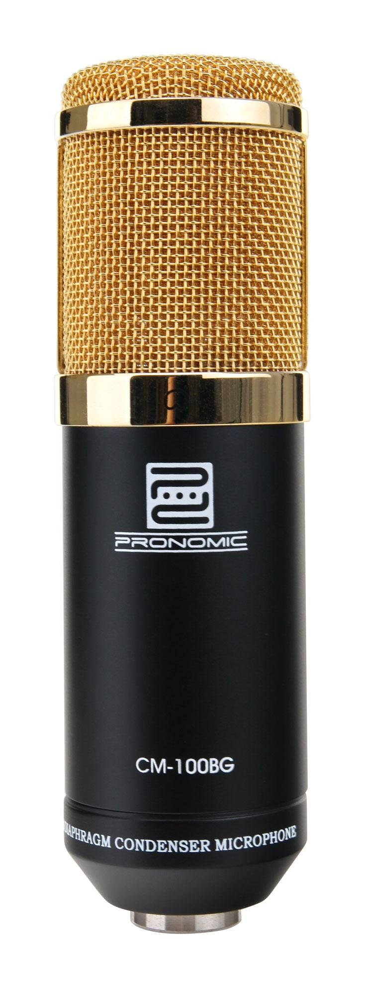 Pronomic Mikrofon CM-100 Studio Großmembranmikrofon (Ideal für Radioproduktion, Podcast oder Hörspiel, 4-tlg), Kondensator Mic inkl. Mikrofonspinne & Windschutz