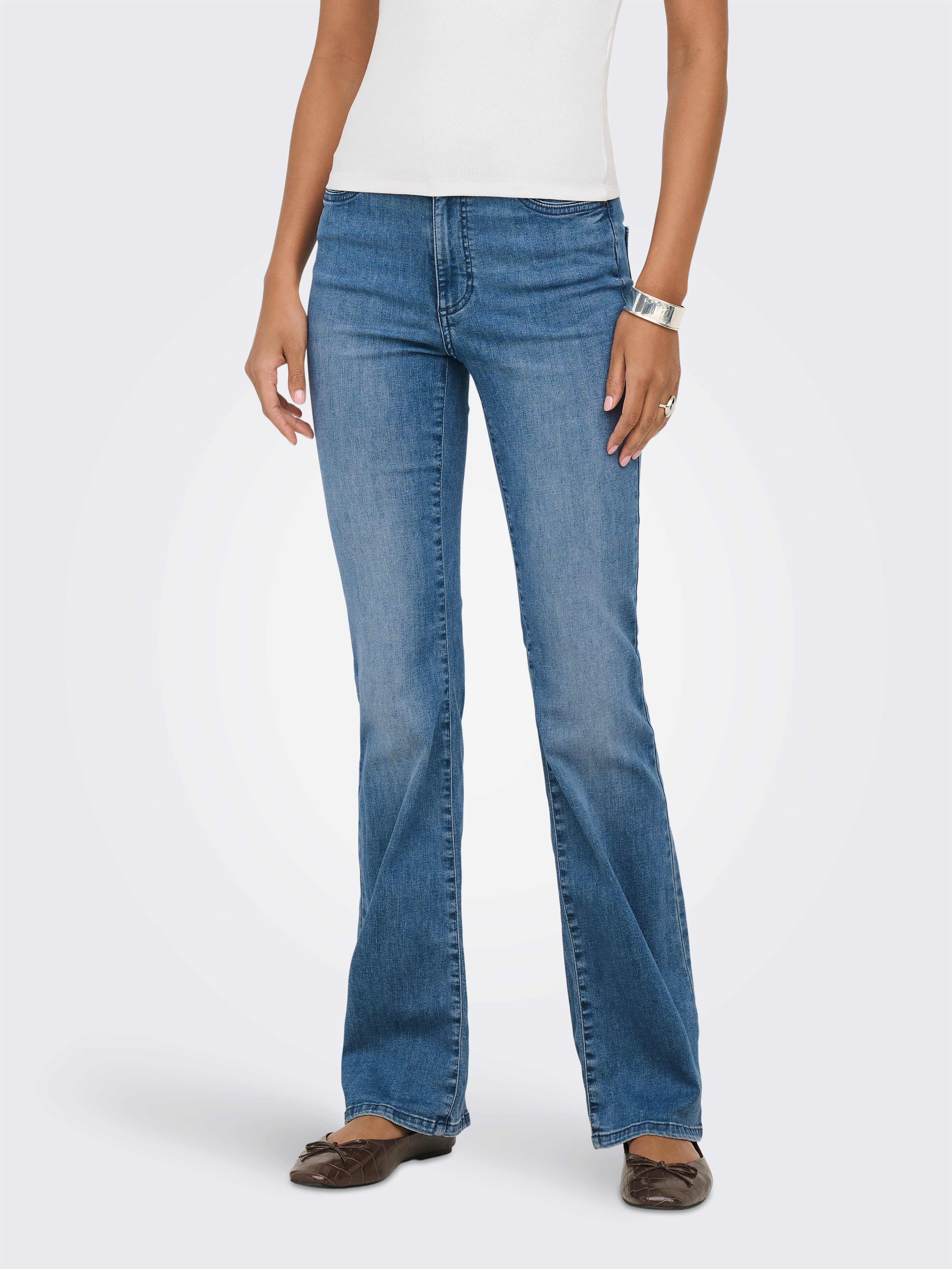 ONLY Bootcut-Jeans ONLWAUW HW FLARED DNM TAI475 Baumwollmischung