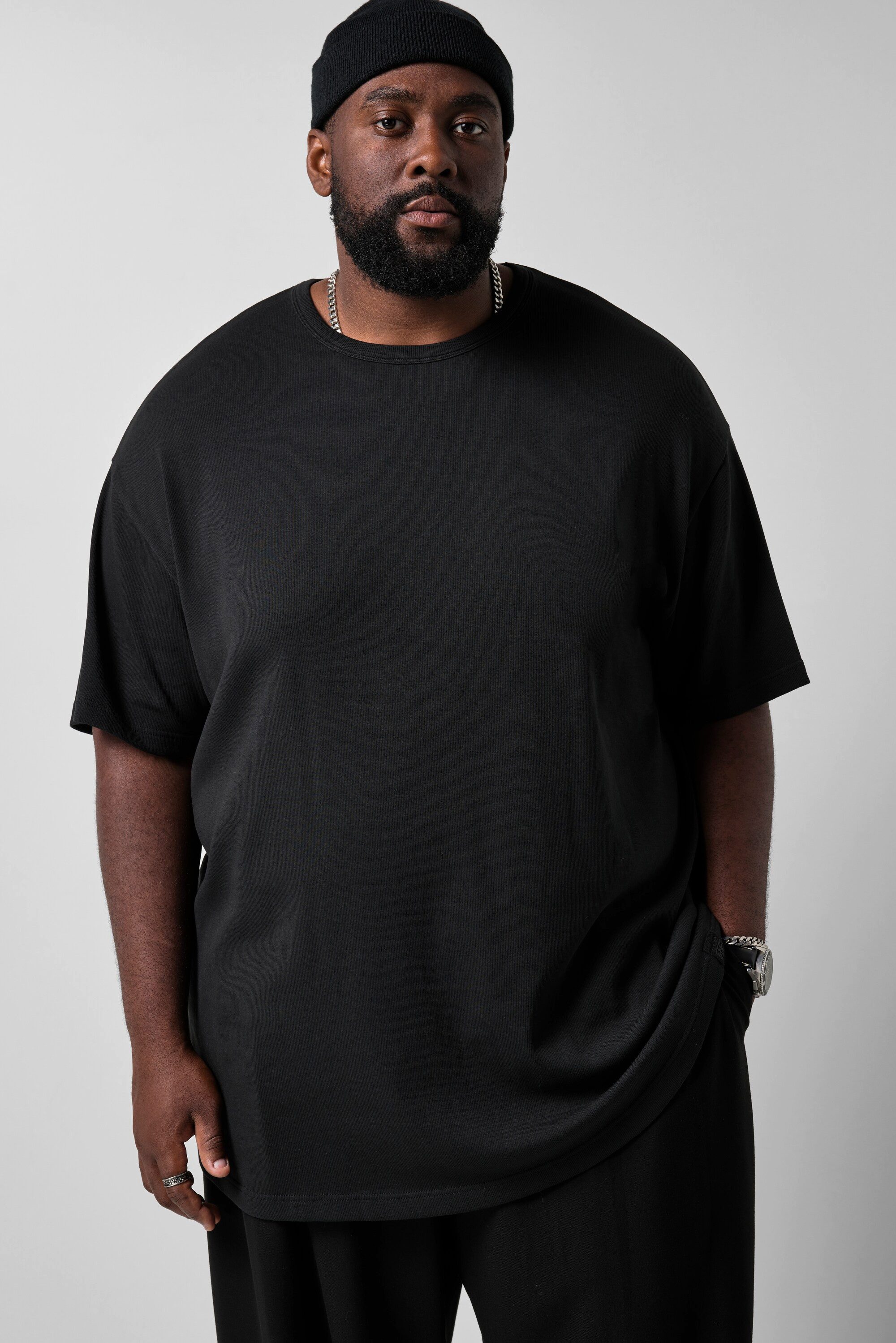 STHUGE T-Shirt T-Shirt Halbarm oversized Rippjersey bis 8 XL