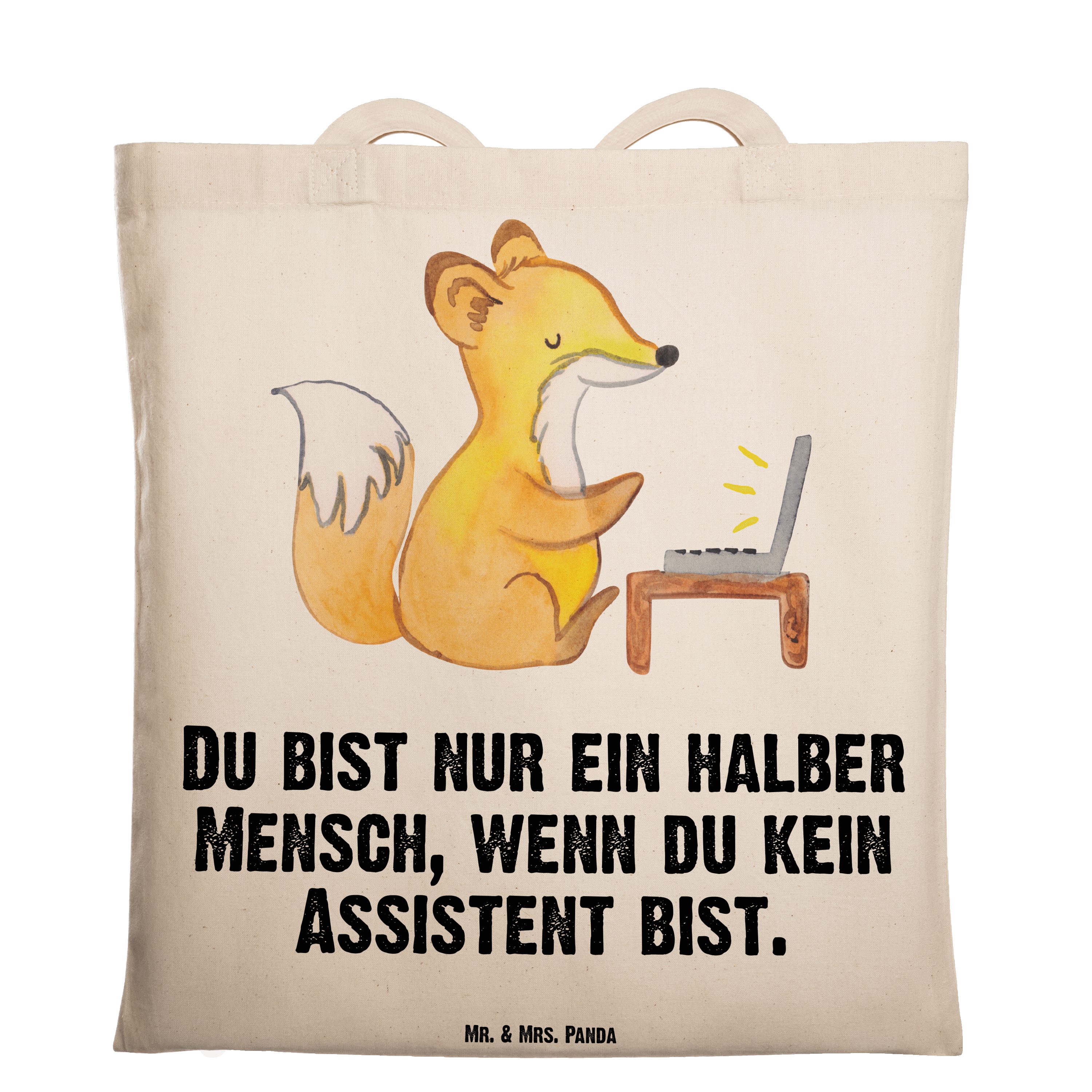 Mr. & Mrs. Panda - (1-tlg) mit Geschenk, Schenken, Assistent Stoff - Transparent Tragetasche Herz Kollege