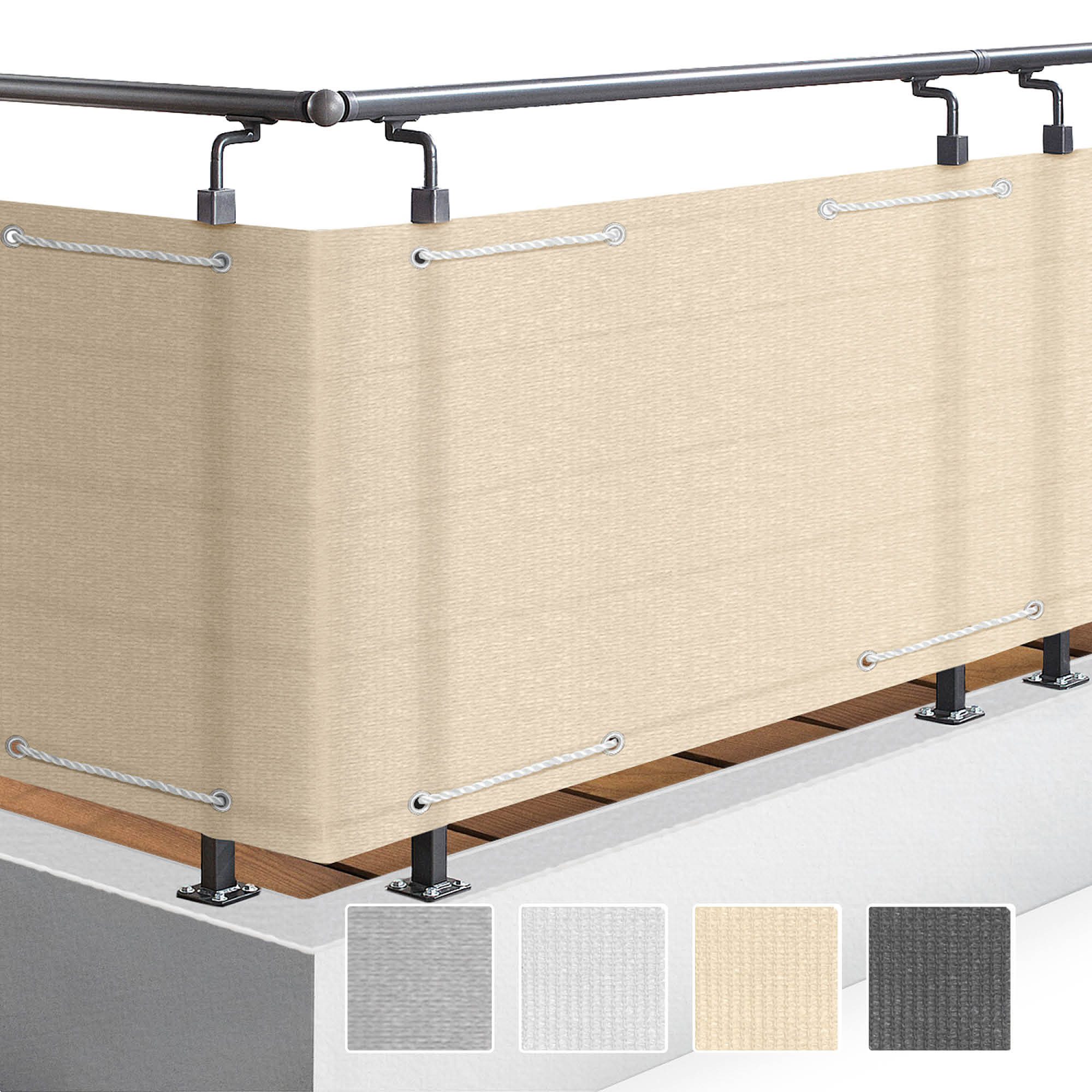 Sol Royal Balkonsichtschutz Balkon Sichtschutz blickdichte Balkonumspannung 90x500 cm, Crene Schutz für Balkon Geländer Sichtschutz Abdeckung mit Ösen und Kordel