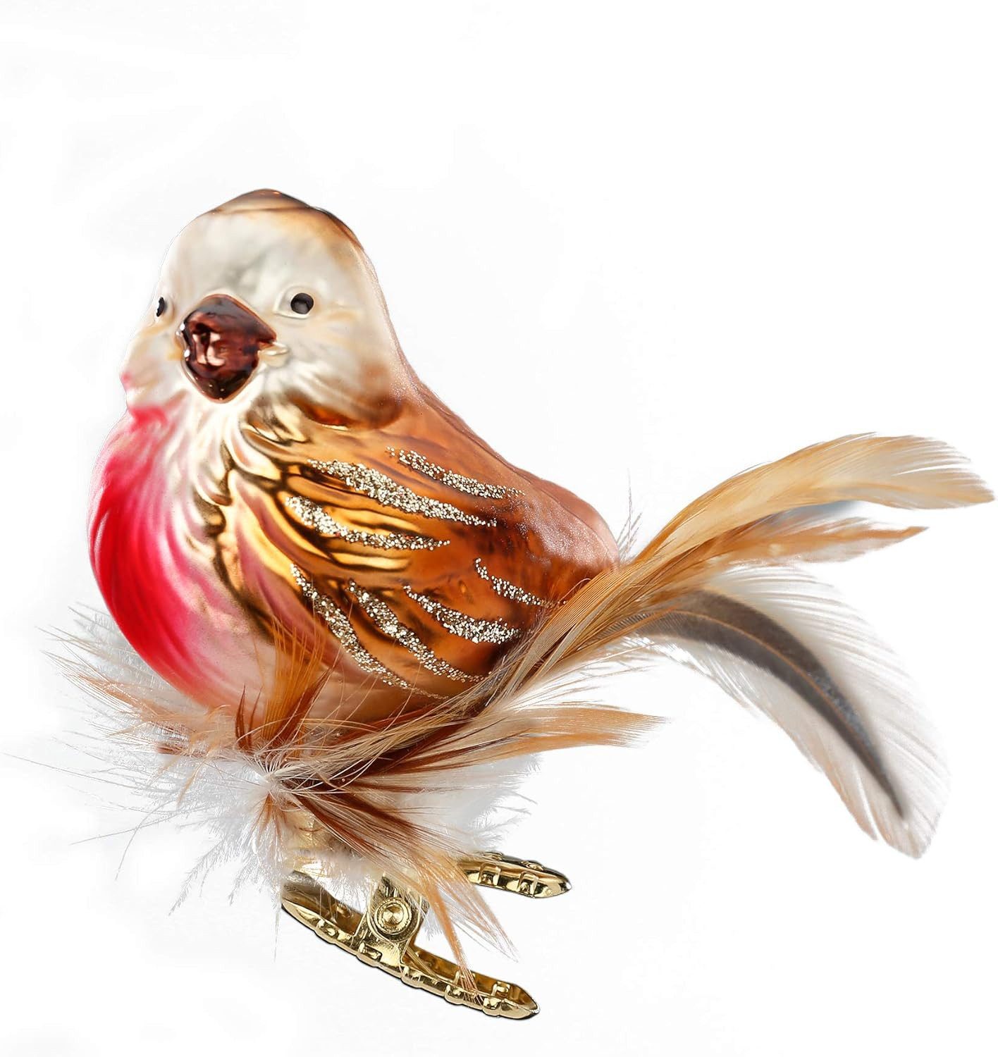 INGE-GLAS® Christbaumschmuck Christbaumschmuck Glas Rotkehlchen 7 cm kupfer günstig online kaufen