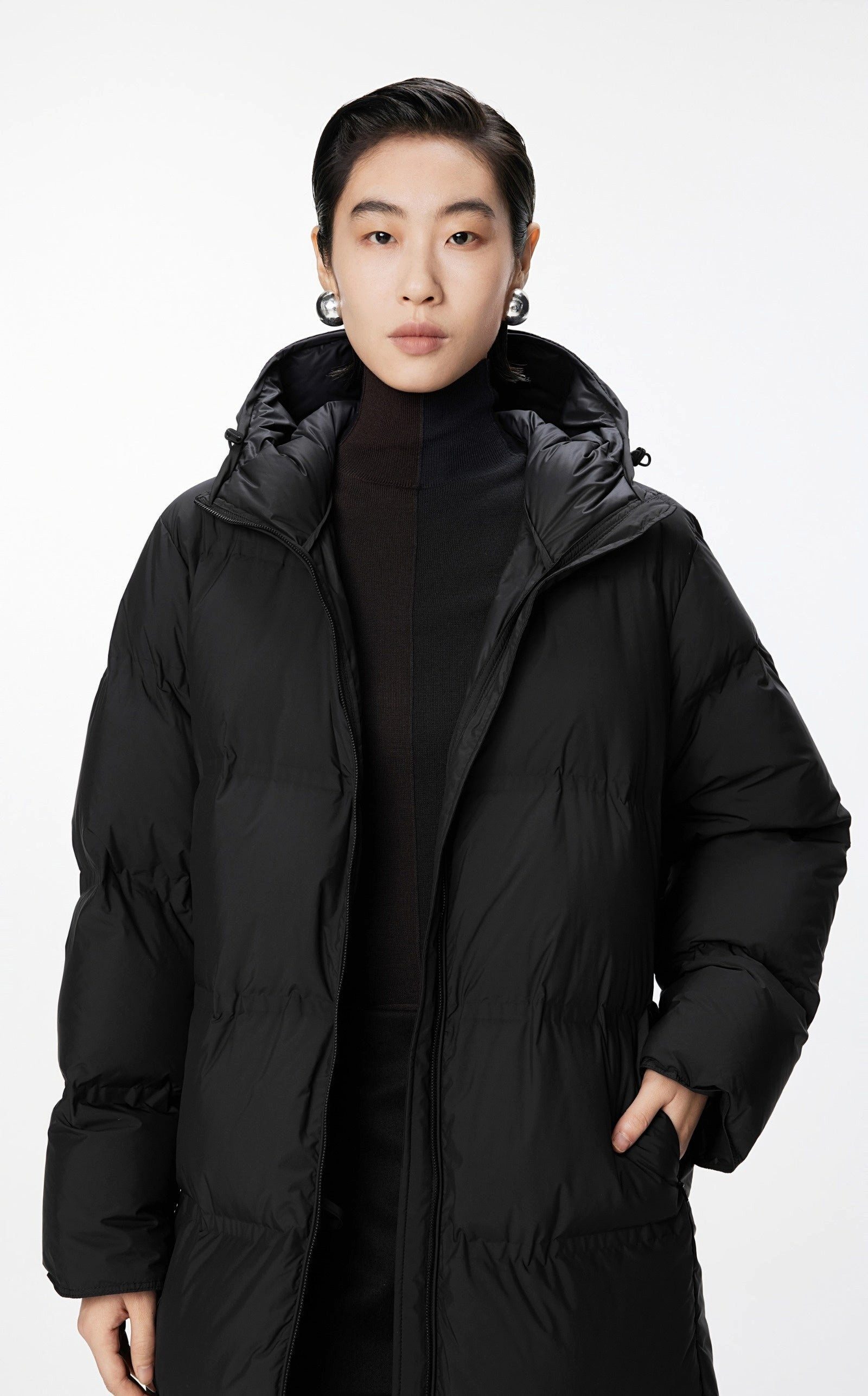 JNBY Daunenmantel Elegante Damen Daunenjacke mit Kapuze und Gummizug in Sch günstig online kaufen