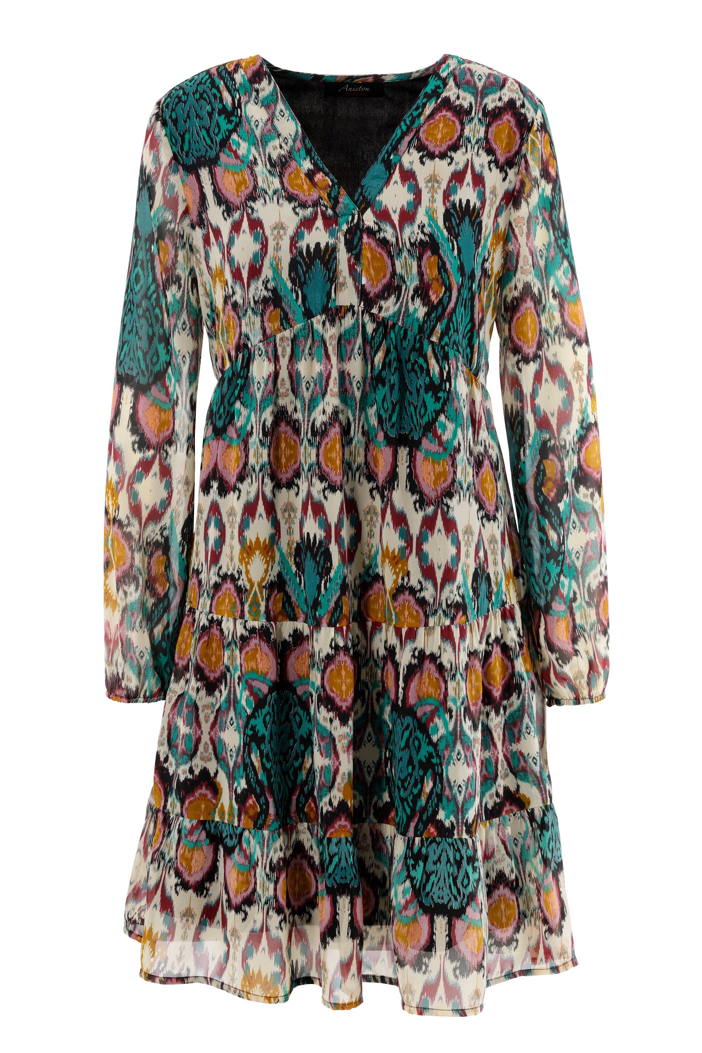 Aniston CASUAL Tunikakleid mit farbenfrohem Ethno-Druck - jedes Teil ein Unikat